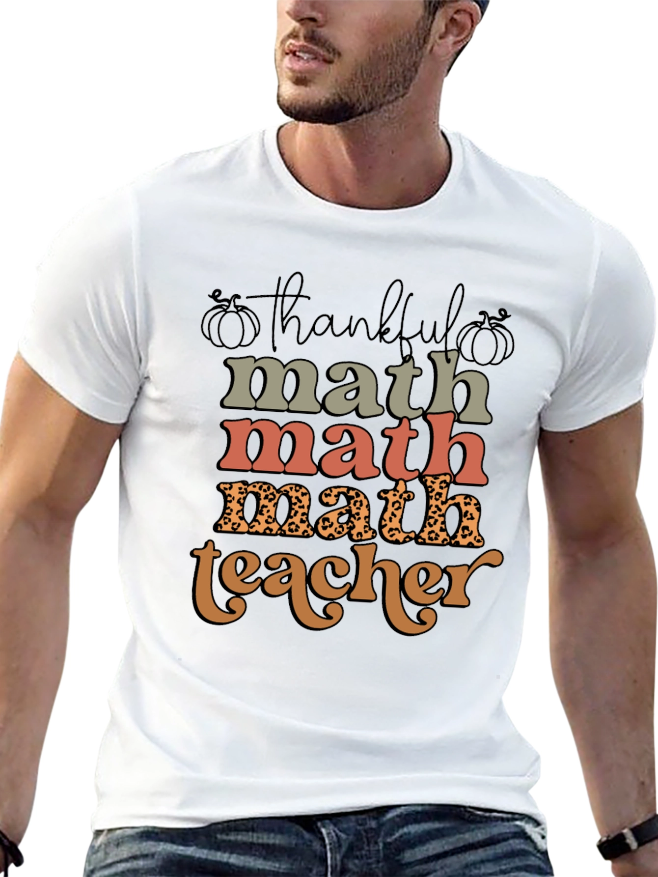 Thankful Math Teacher T-Shirt - Fall Season
