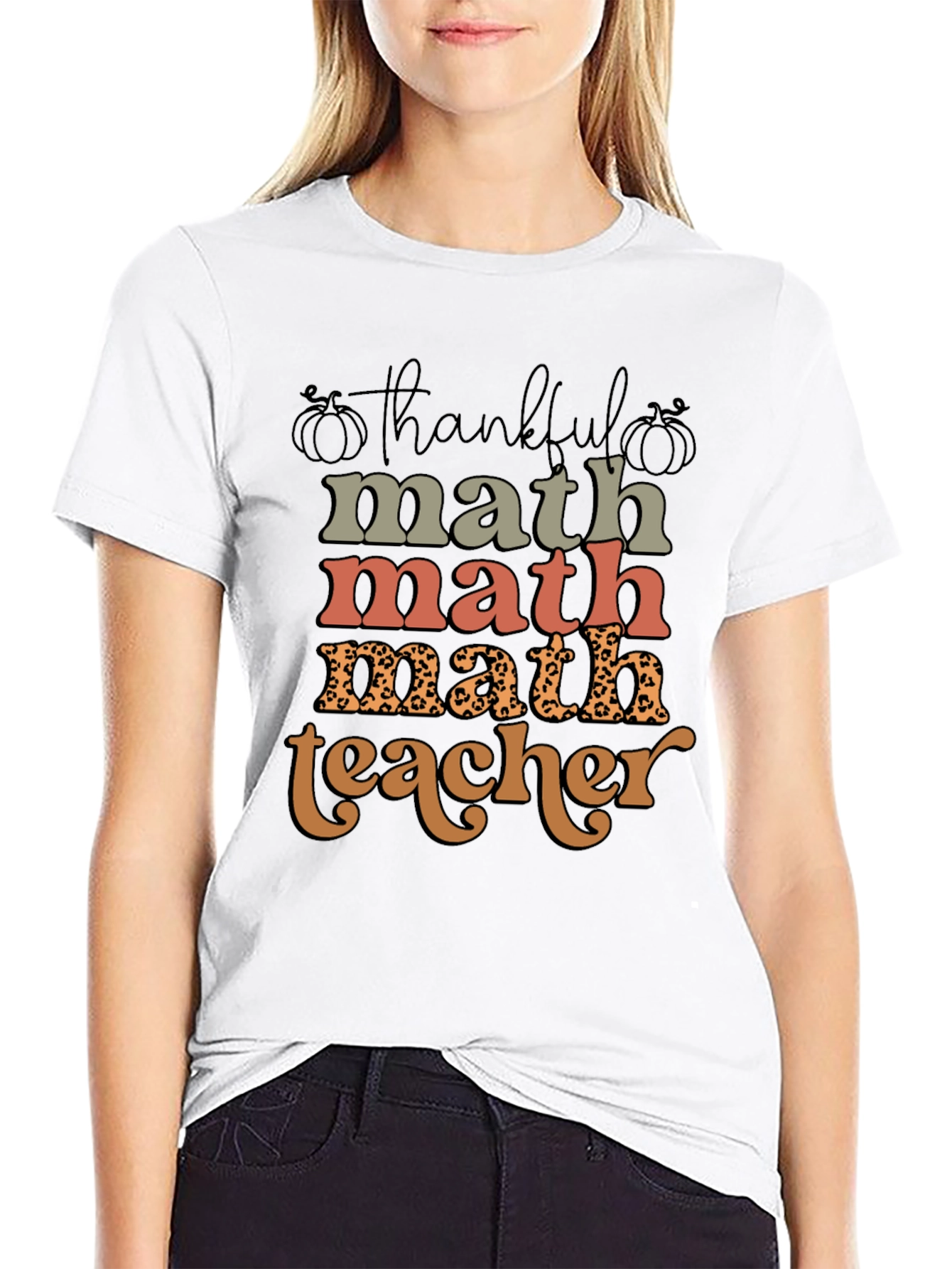 Thankful Math Teacher T-Shirt - Fall Season