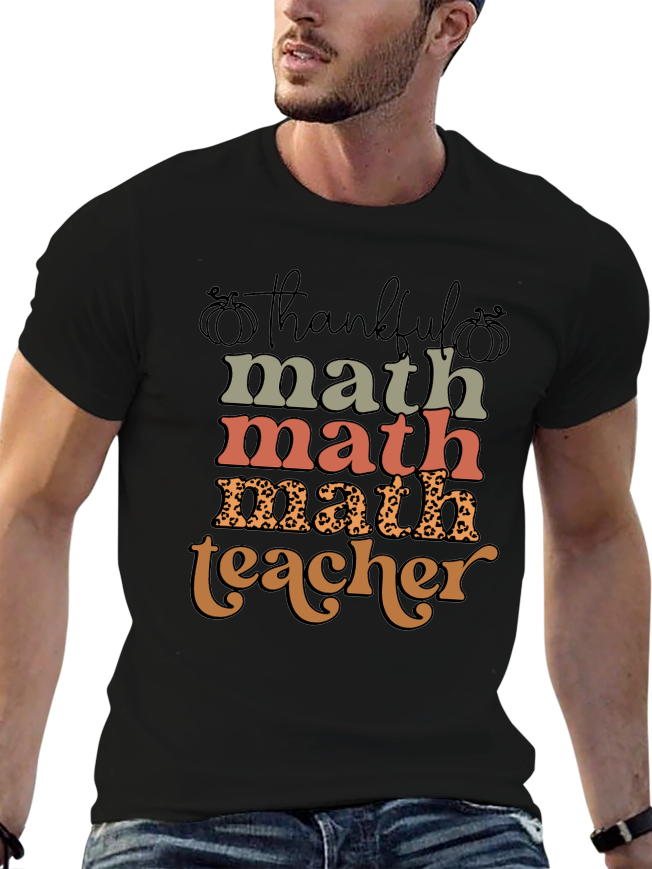 Thankful Math Teacher T-Shirt - Fall Season