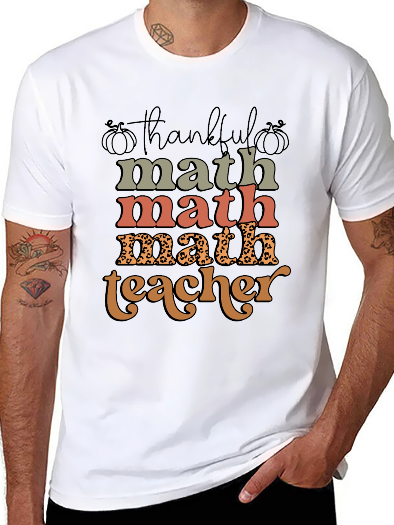 Thankful Math Teacher T-Shirt - Fall Season