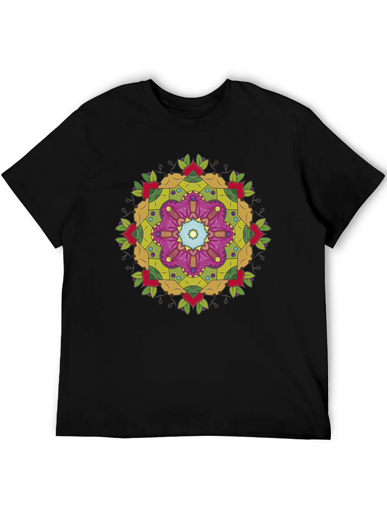 Geometric Mandala Graphic Black T-Shirt