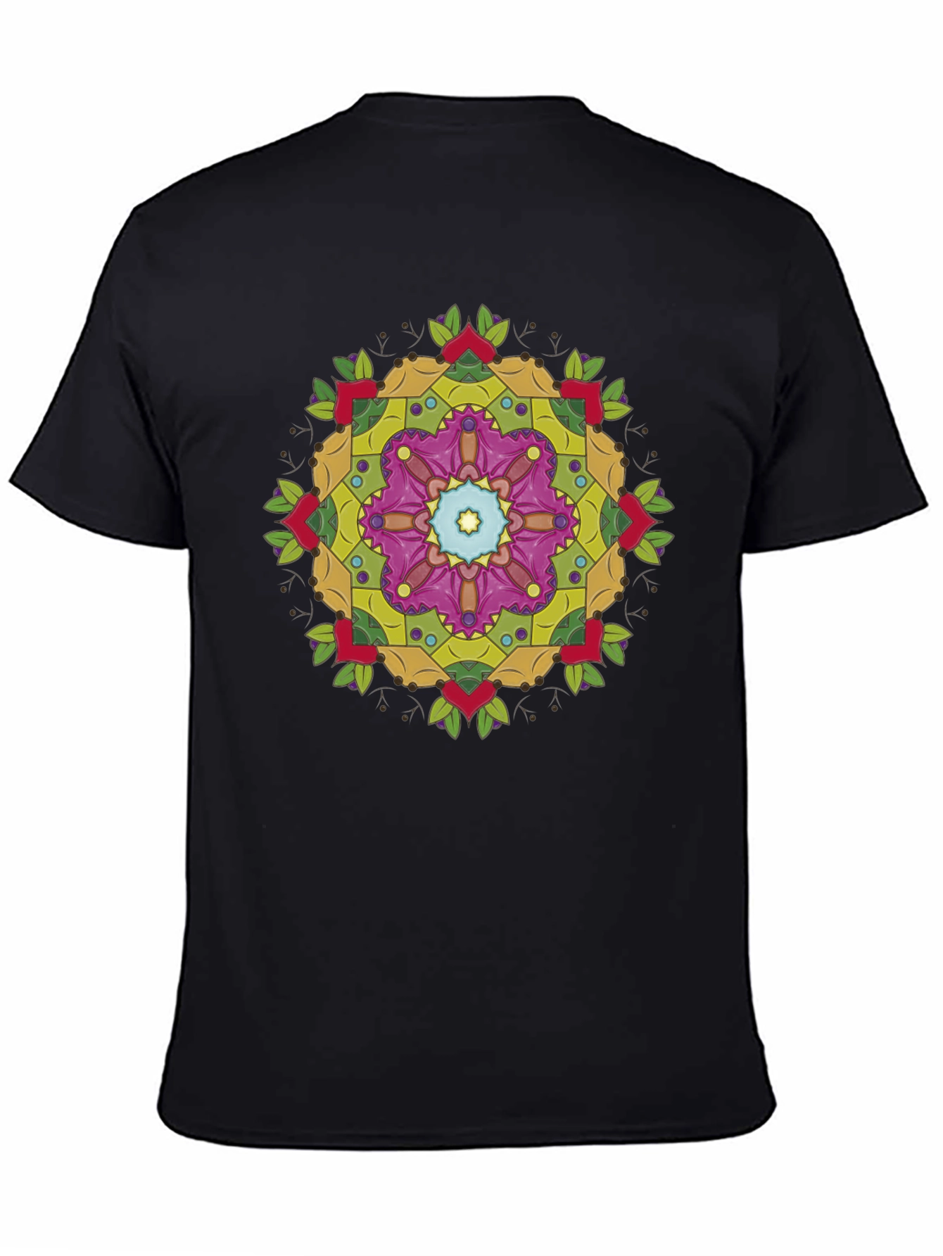 Geometric Mandala Graphic Black T-Shirt