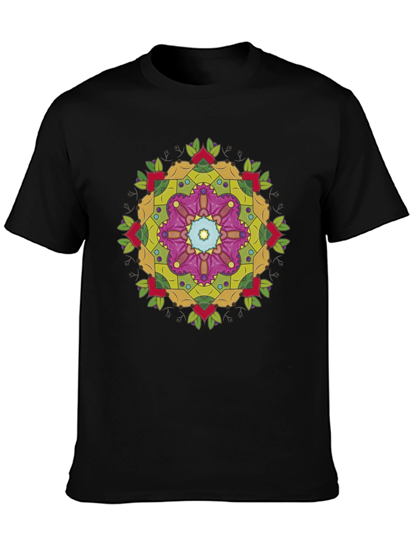 Geometric Mandala Graphic Black T-Shirt