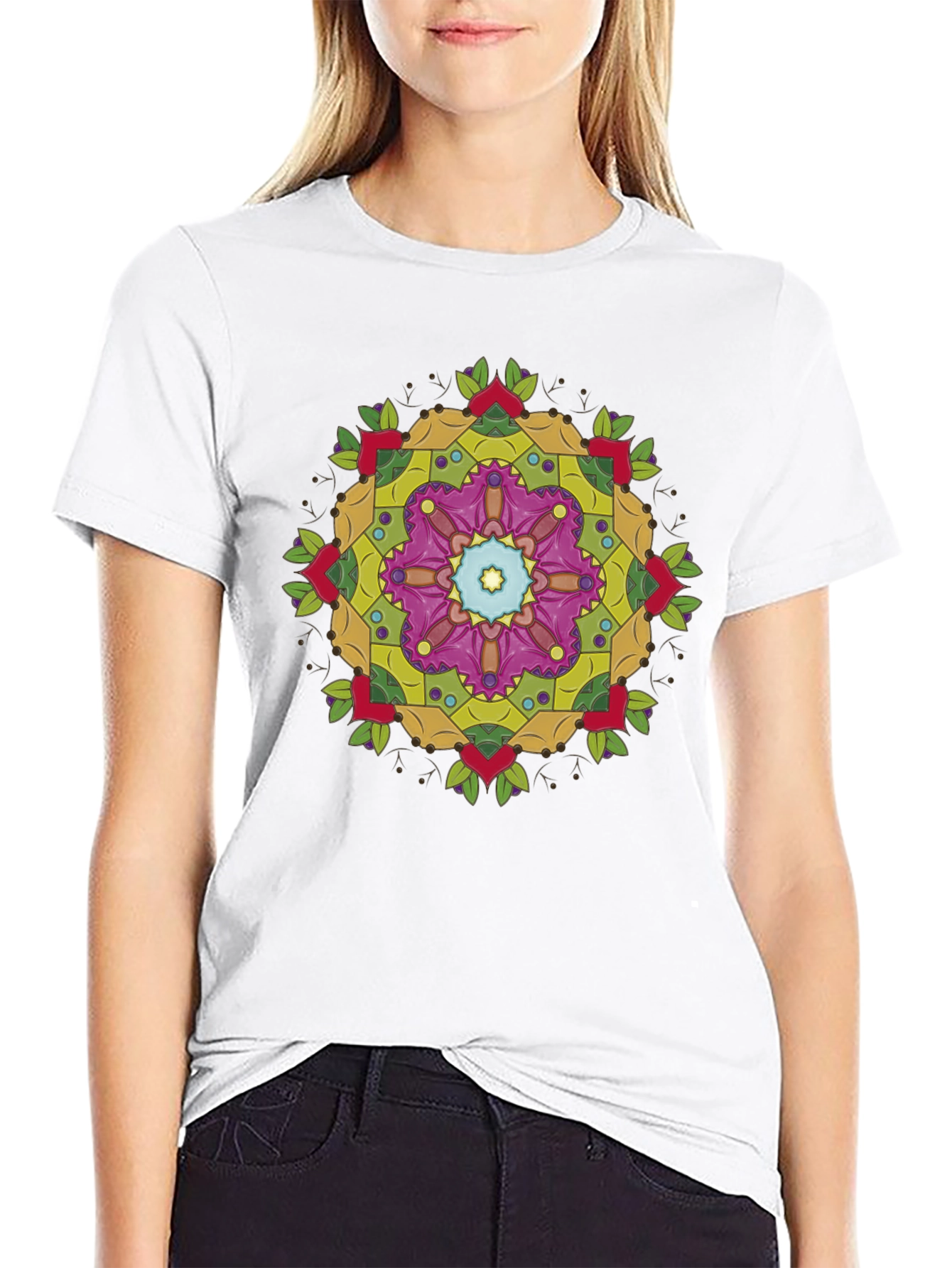 Geometric Mandala Graphic Black T-Shirt