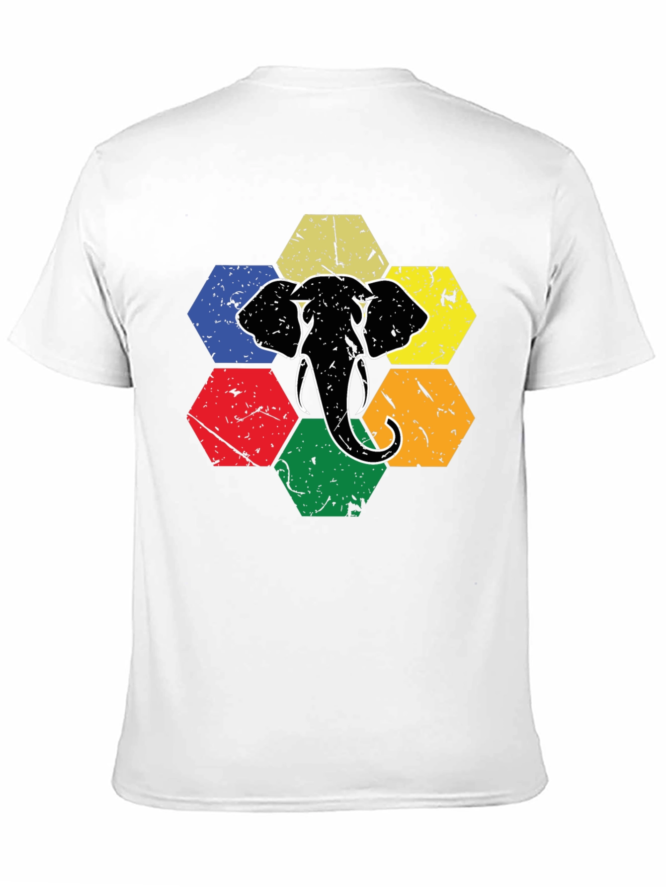 Retro Elephant Hexagon Graphic T-Shirt