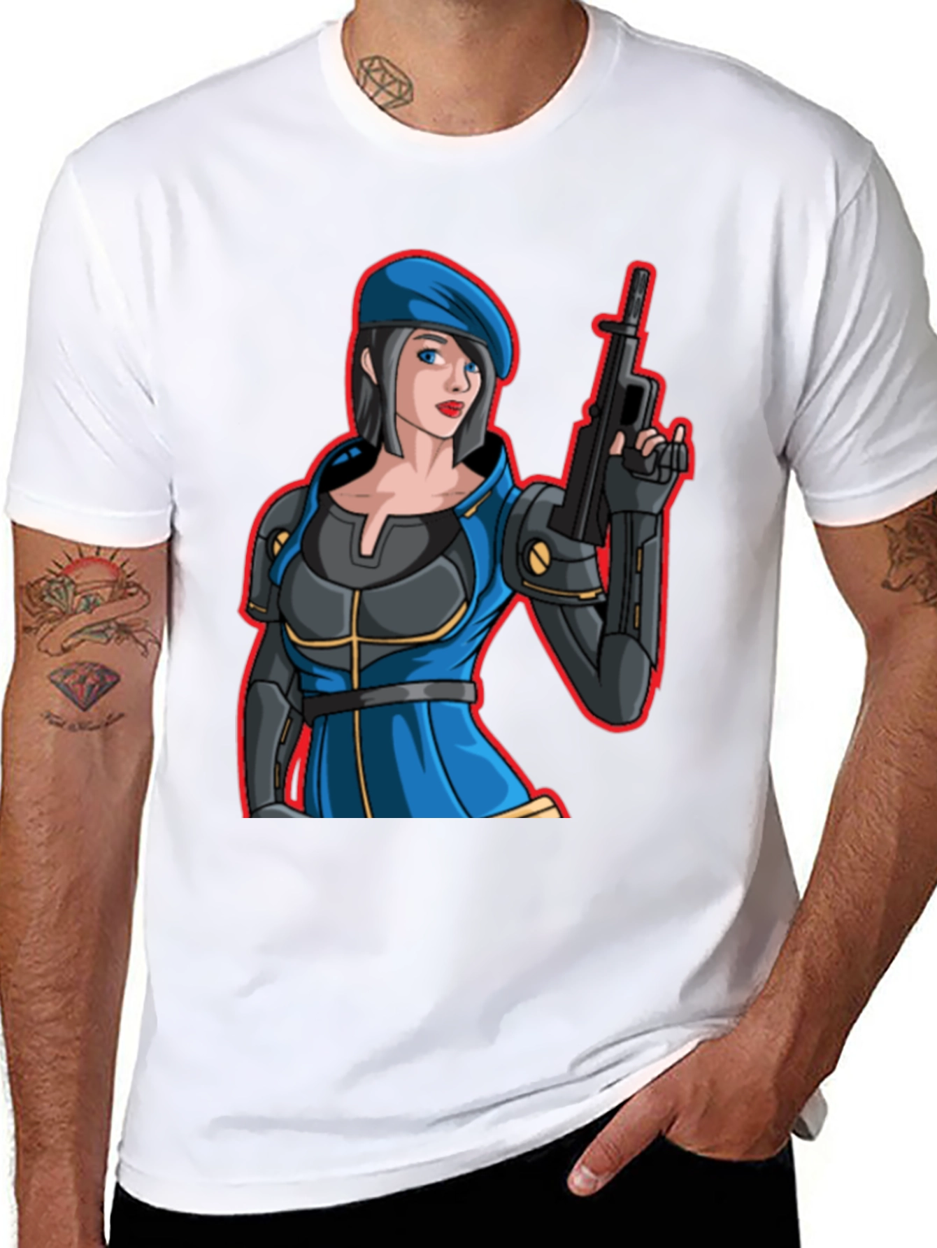 Cartoon Soldier Woman T-Shirt