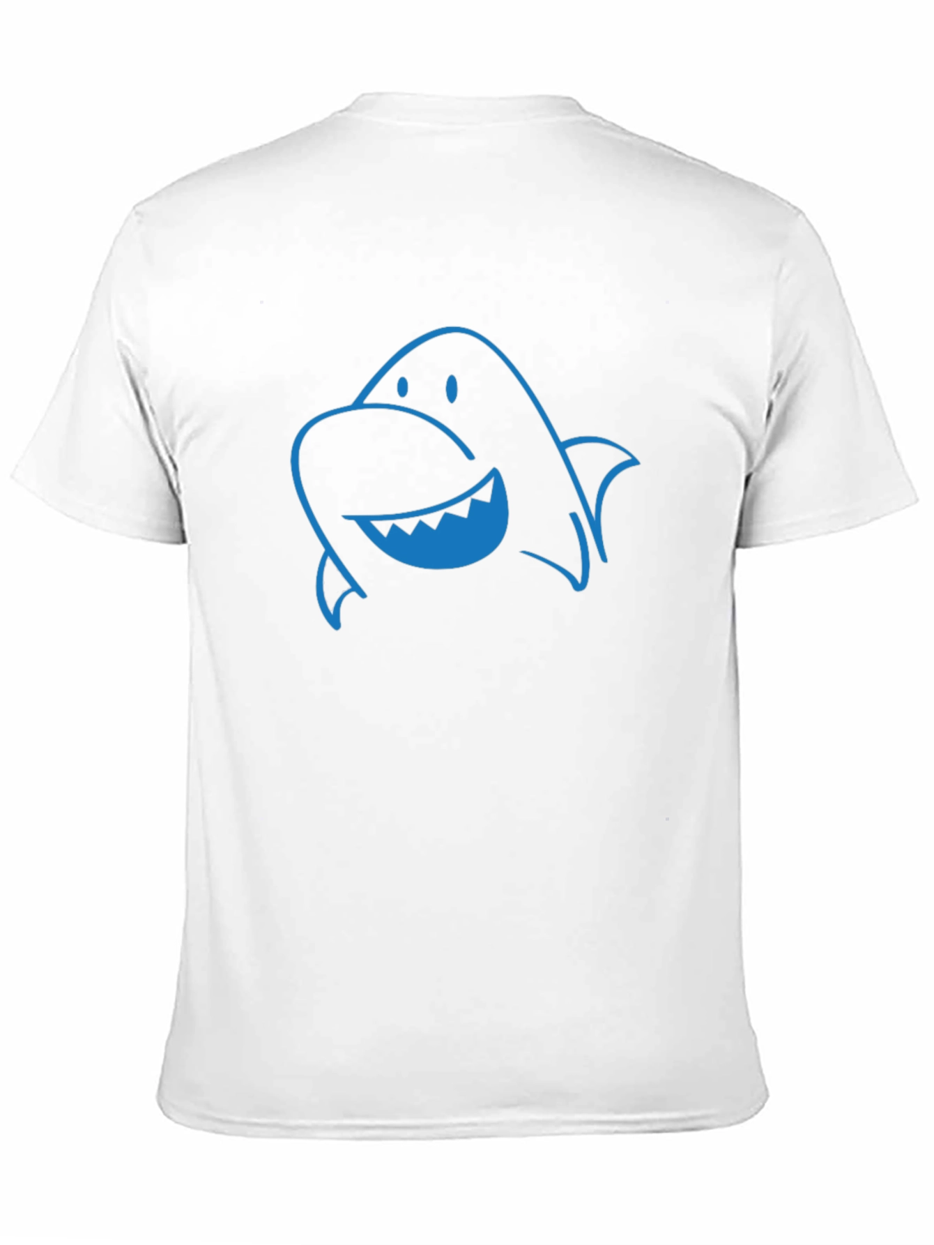 Fun Blue Shark Graphic Print Black T-Shirt