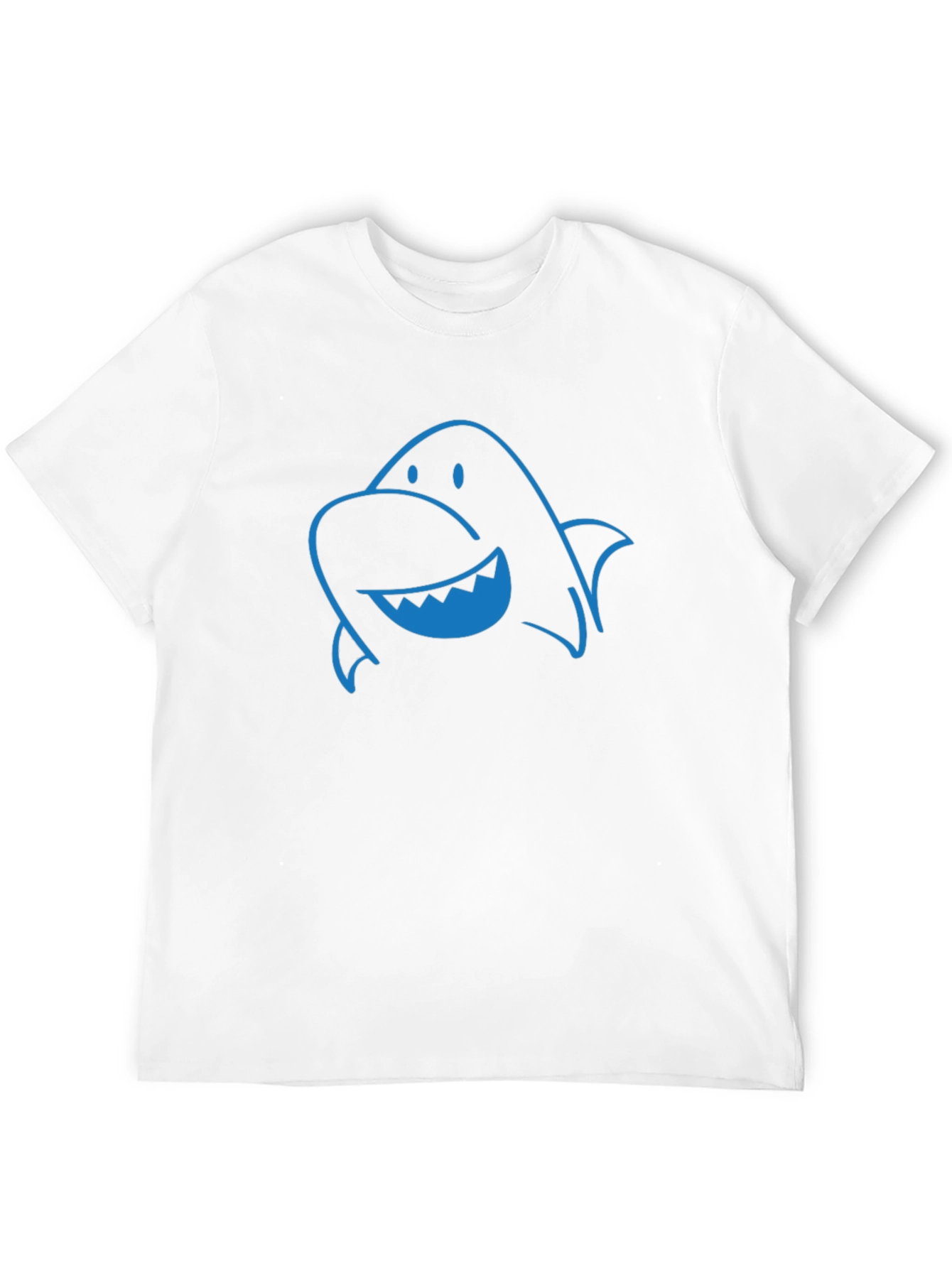 Fun Blue Shark Graphic Print Black T-Shirt
