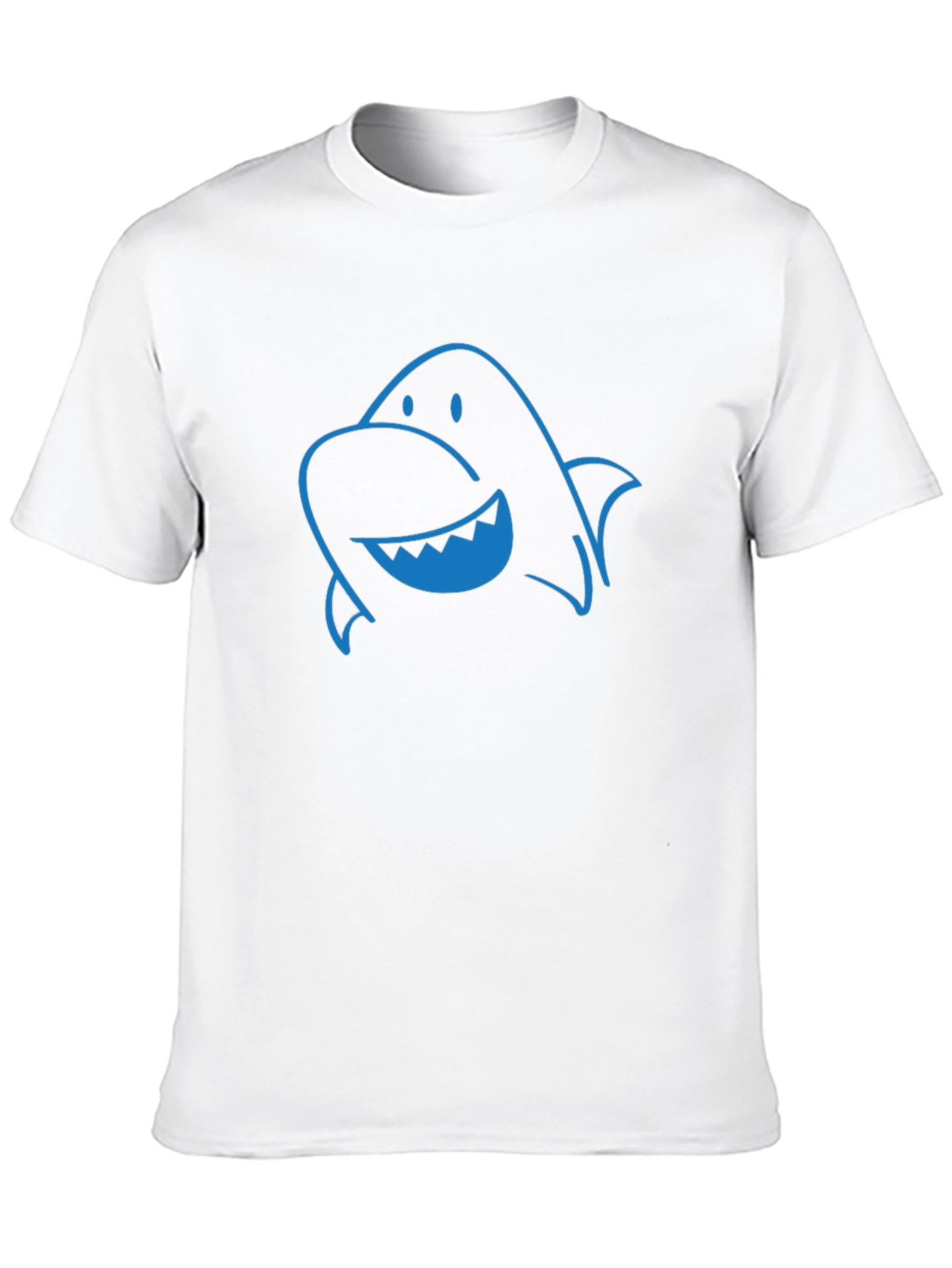 Fun Blue Shark Graphic Print Black T-Shirt