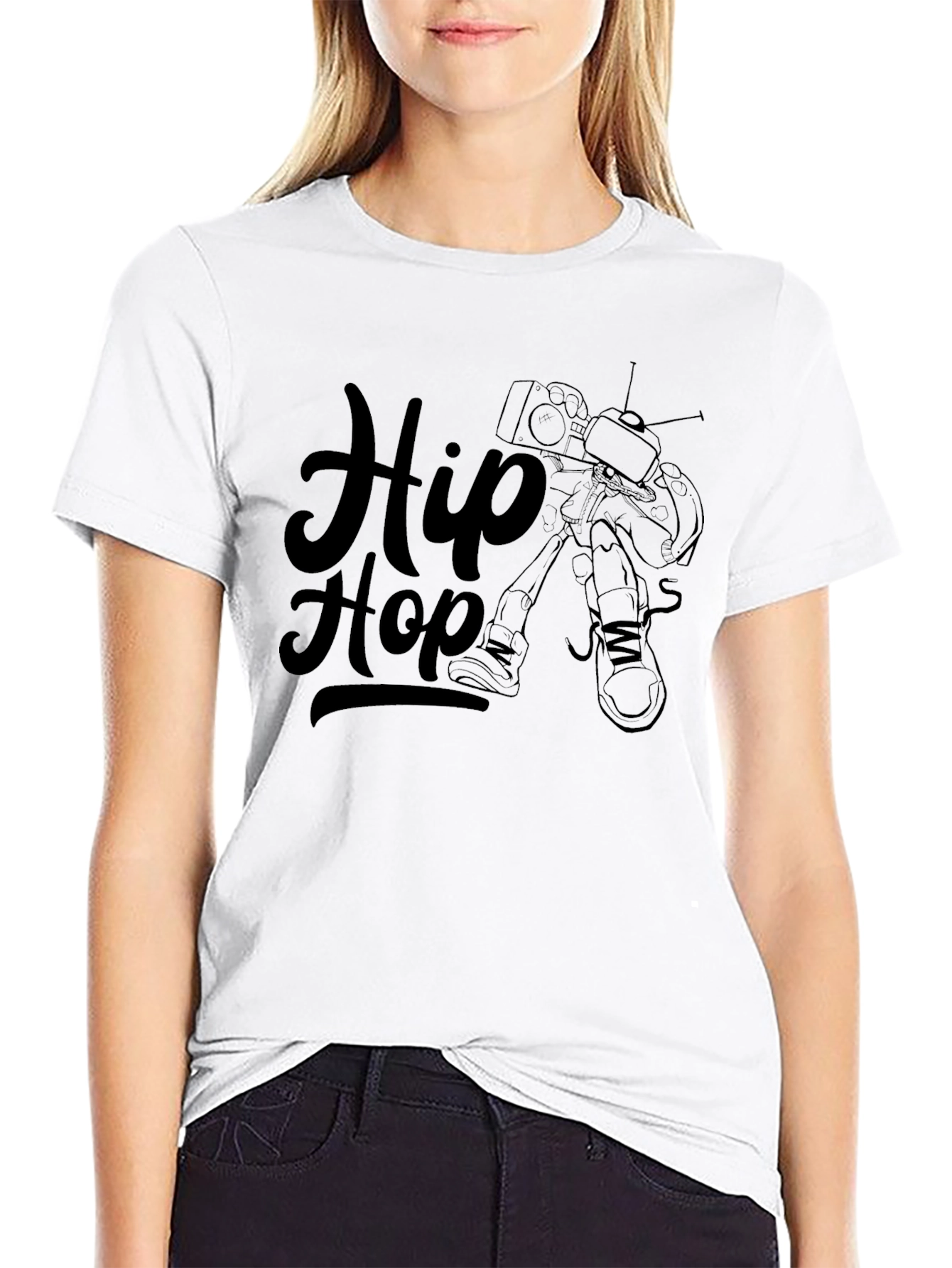 Hip Hop Graphic Print T-Shirt - Black Cotton Tee