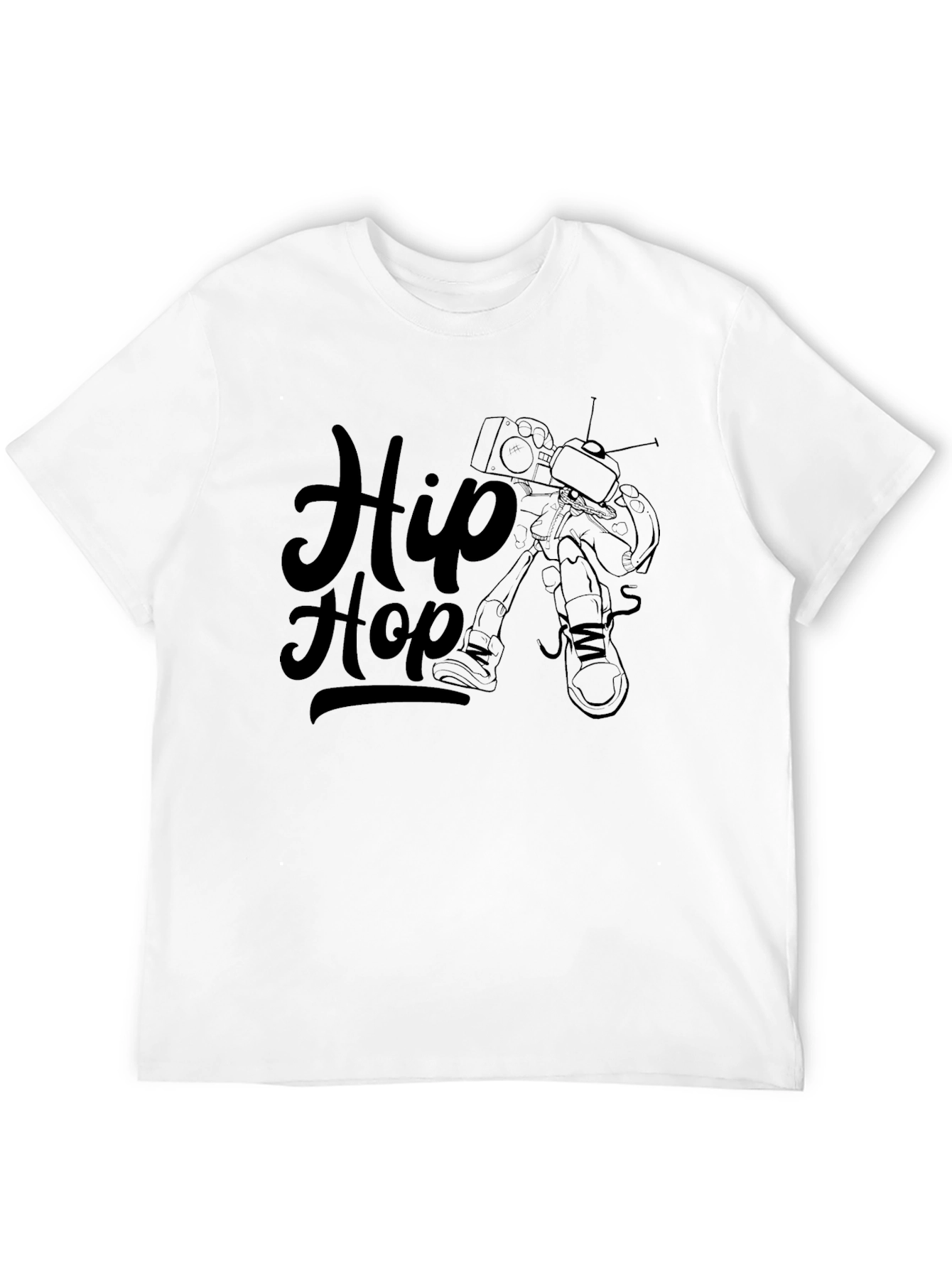 Hip Hop Graphic Print T-Shirt - Black Cotton Tee