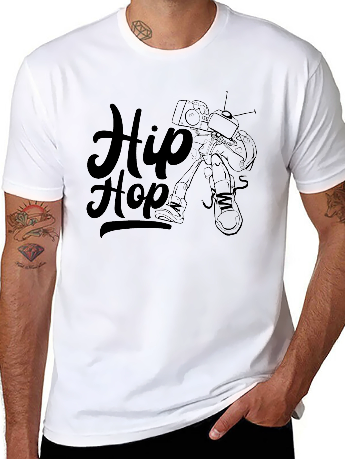 Hip Hop Graphic Print T-Shirt - Black Cotton Tee
