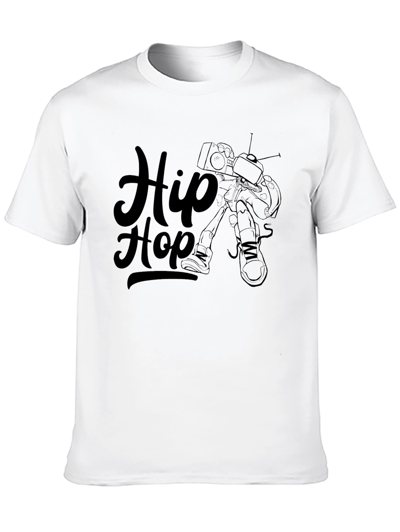 Hip Hop Graphic Print T-Shirt - Black Cotton Tee