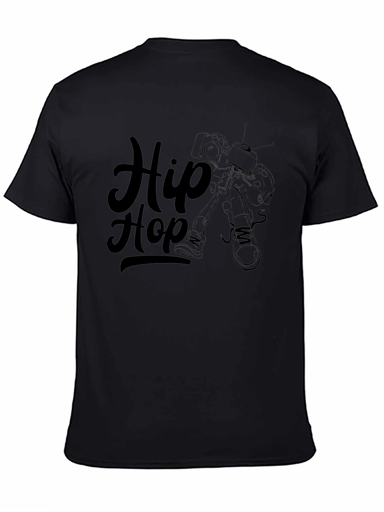 Hip Hop Graphic Print T-Shirt - Black Cotton Tee