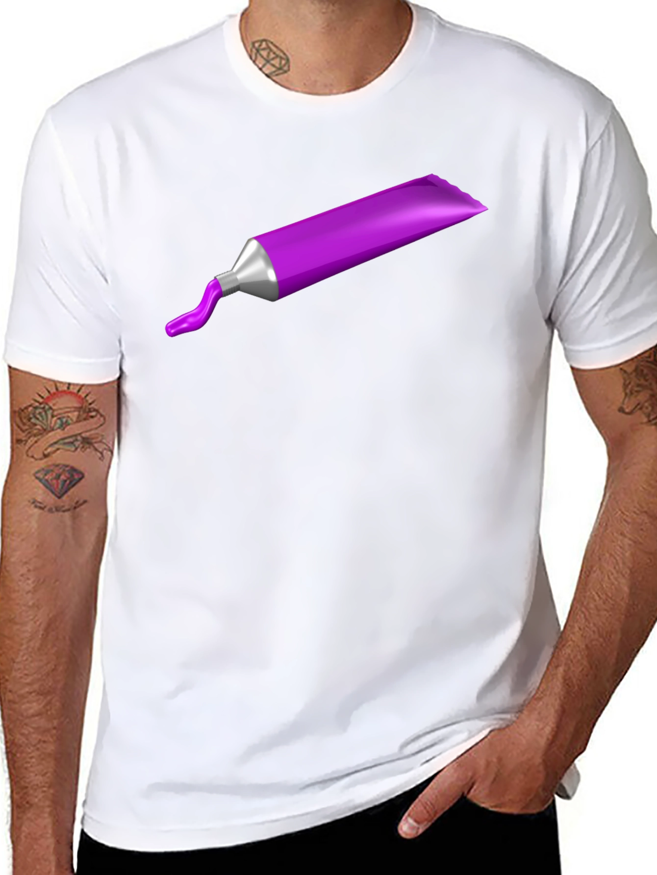 Purple Paint Tube Graphic Tee - Artistic Casual Wear