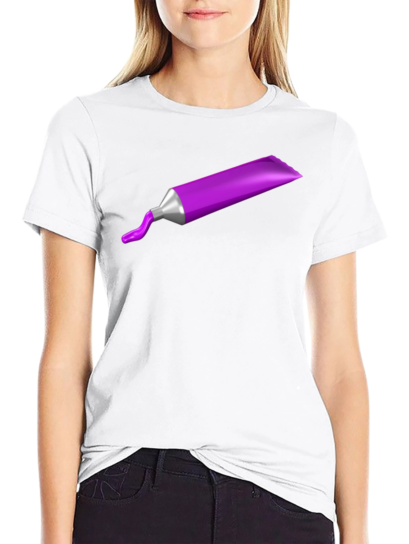 Purple Paint Tube Graphic Tee - Artistic Casual Wear