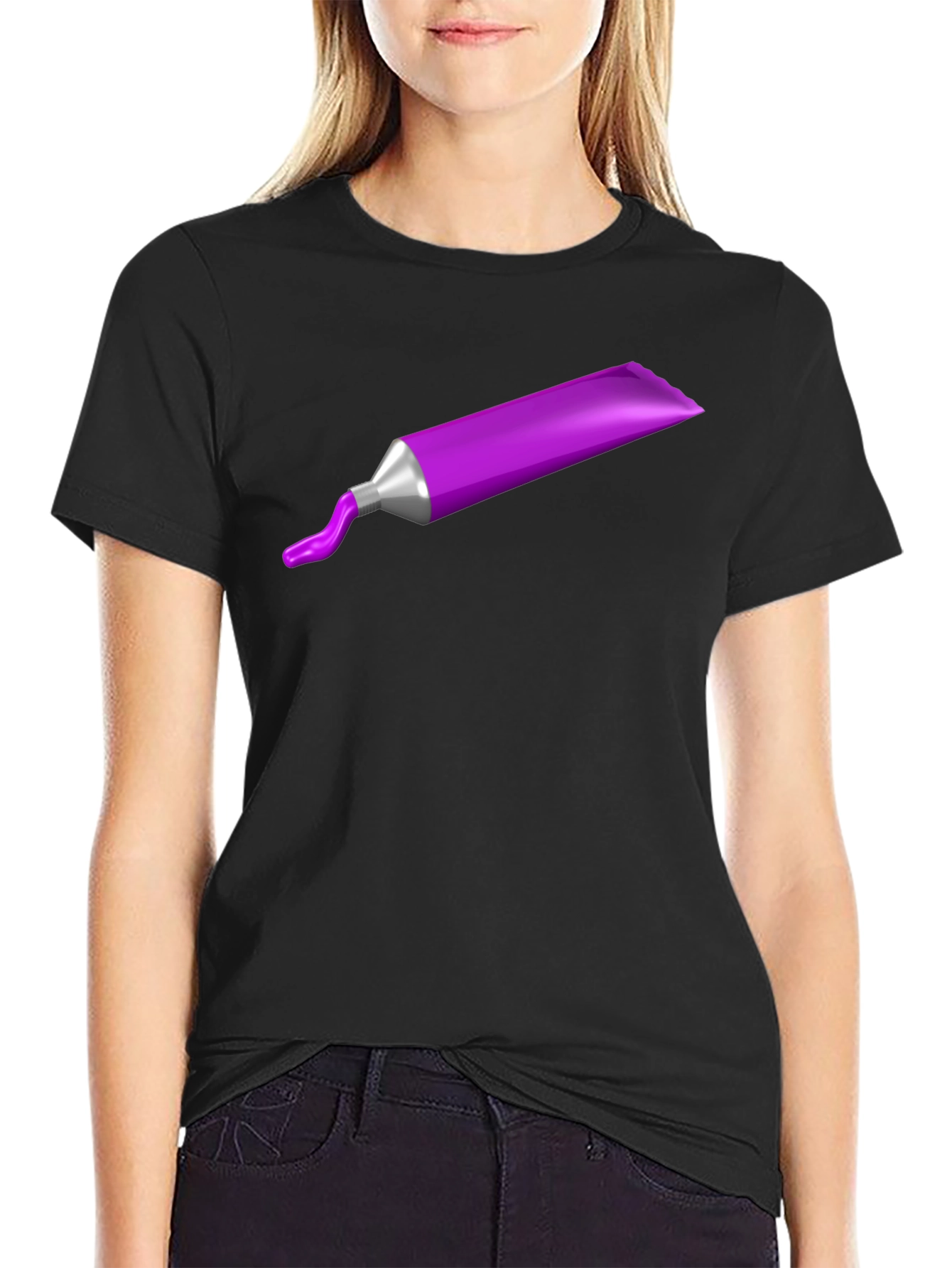 Purple Paint Tube Graphic Tee - Artistic Casual Wear
