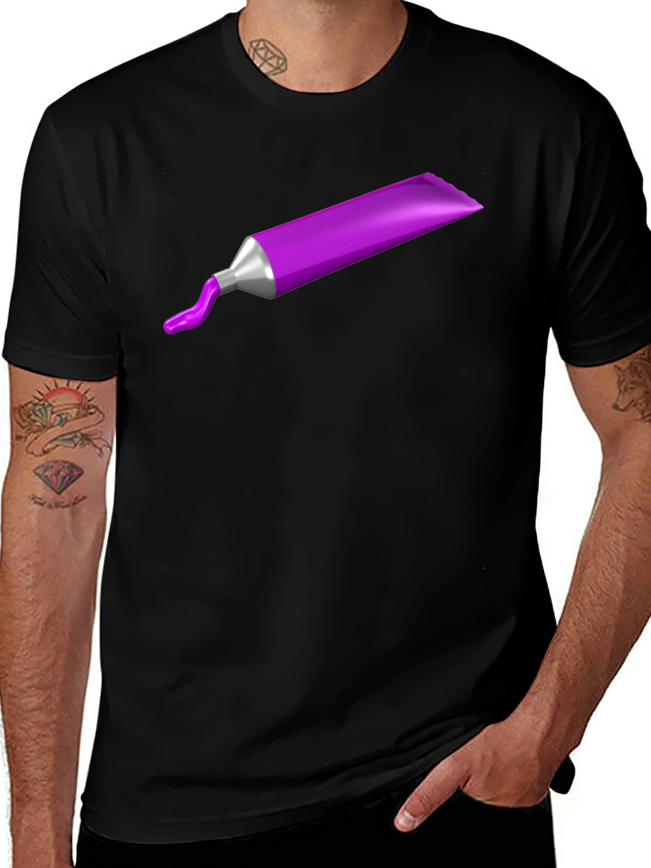 Purple Paint Tube Graphic Tee - Artistic Casual Wear