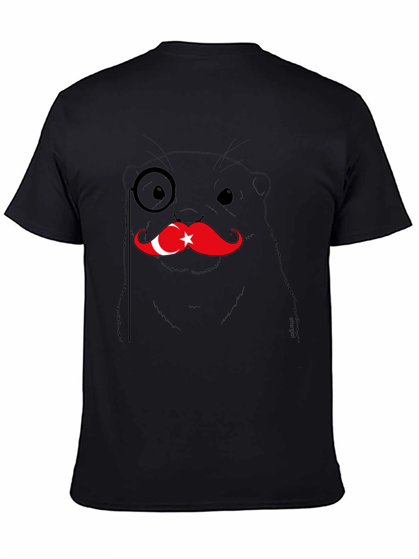 Turkey Otter Monocle Graphic Tee - Black