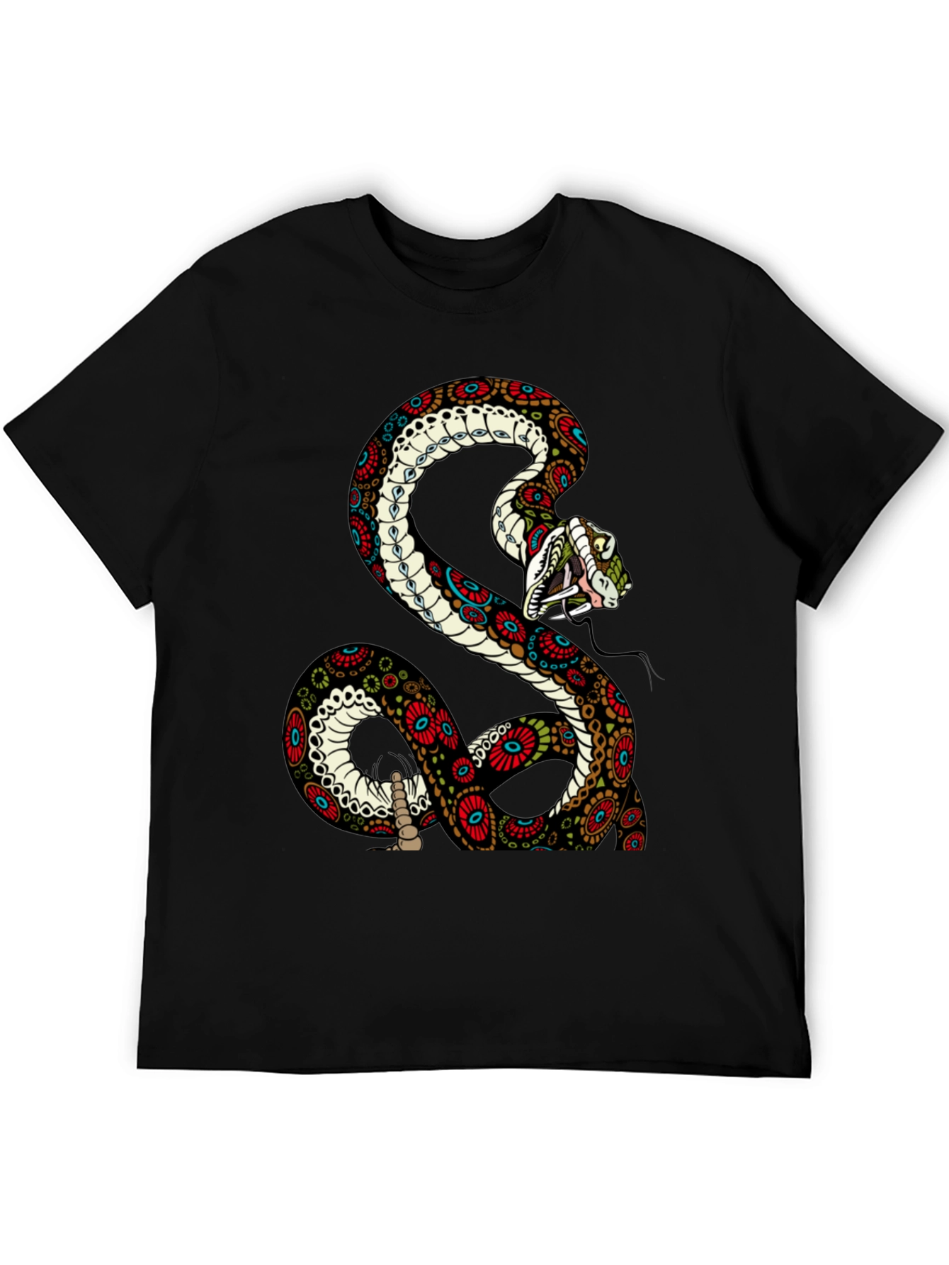 Snake Graphic Tee - Mens Black Cotton T-Shirt