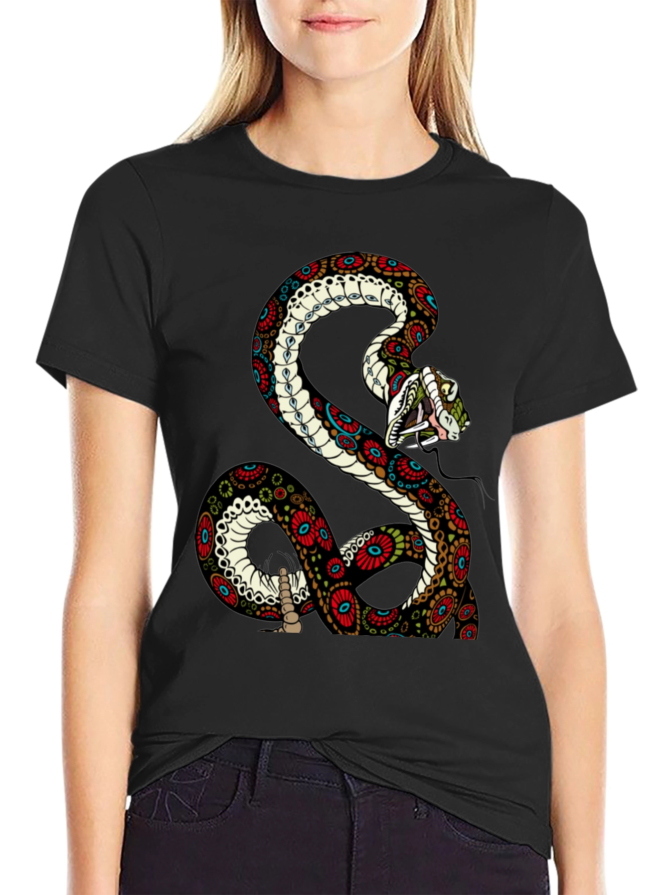 Snake Graphic Tee - Mens Black Cotton T-Shirt