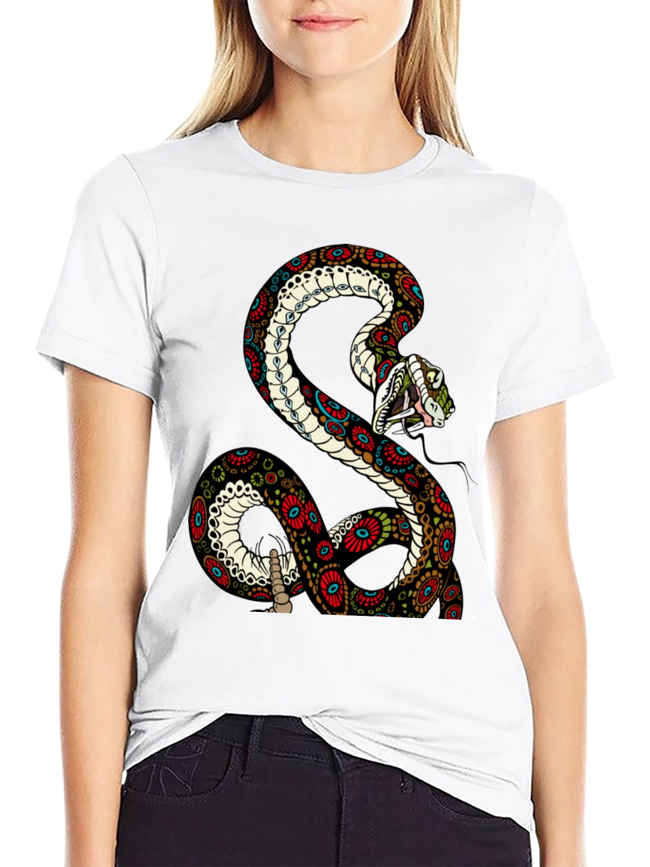 Snake Graphic Tee - Mens Black Cotton T-Shirt