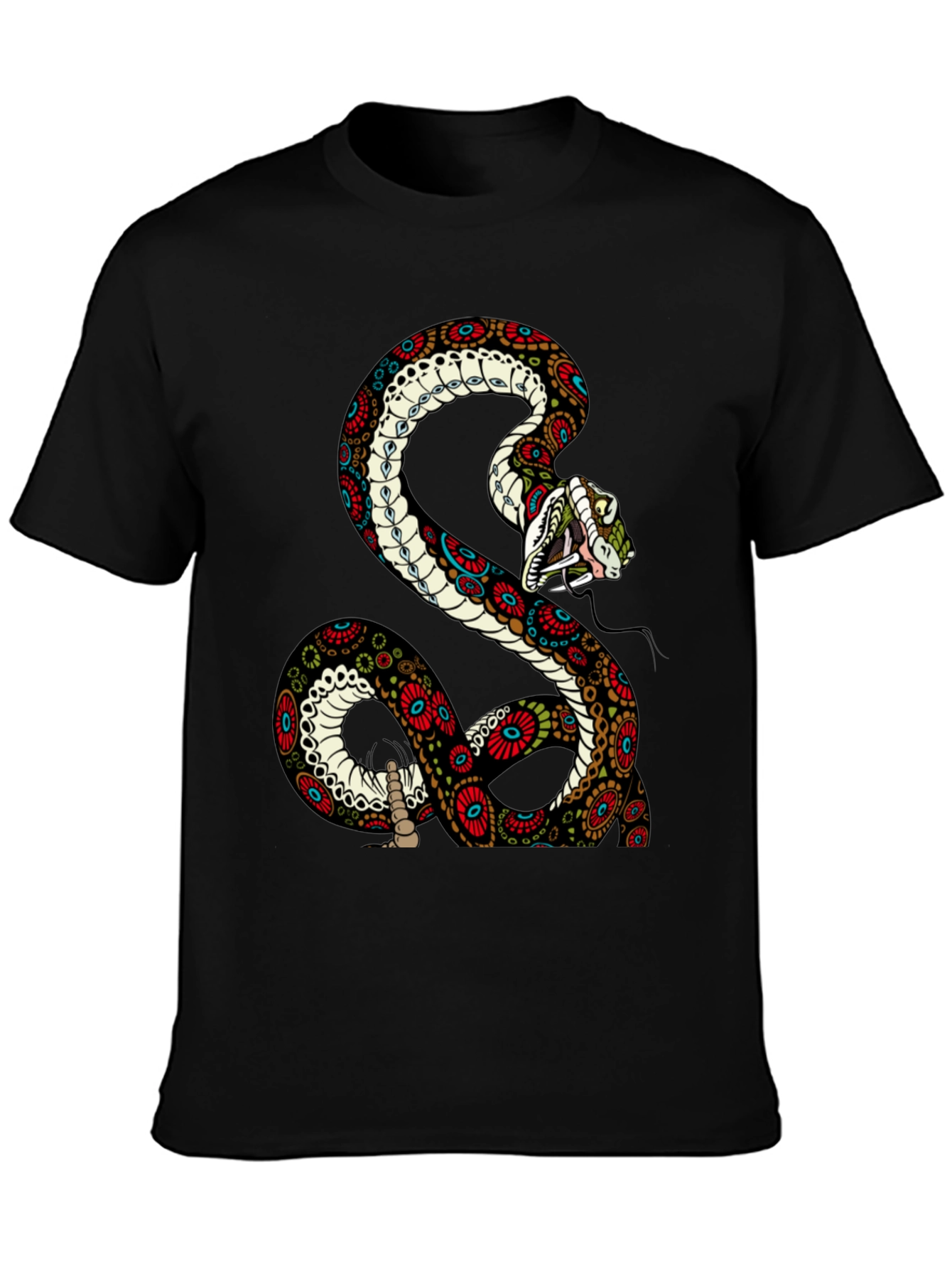 Snake Graphic Tee - Mens Black Cotton T-Shirt
