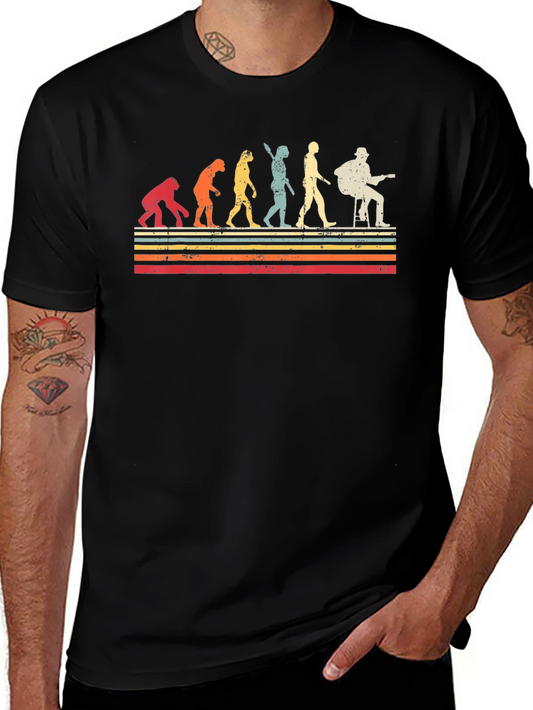 Evolution of Guitarist Graphic Tee - Retro Style