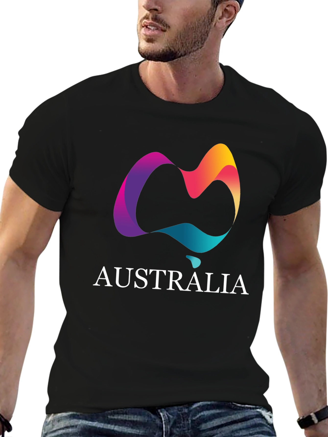 Australia Graphic Print Black T-Shirt