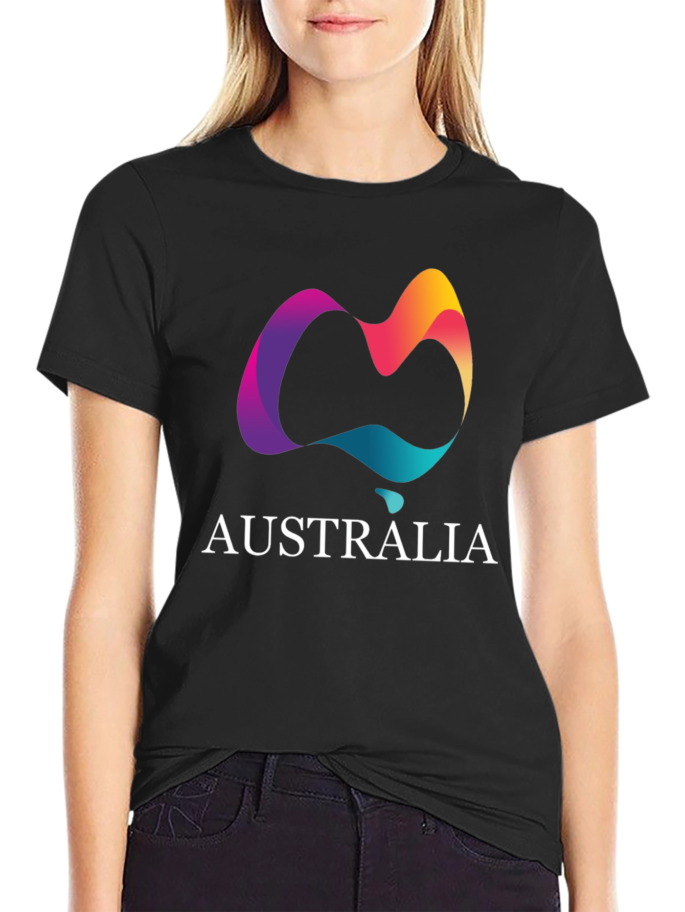 Australia Graphic Print Black T-Shirt