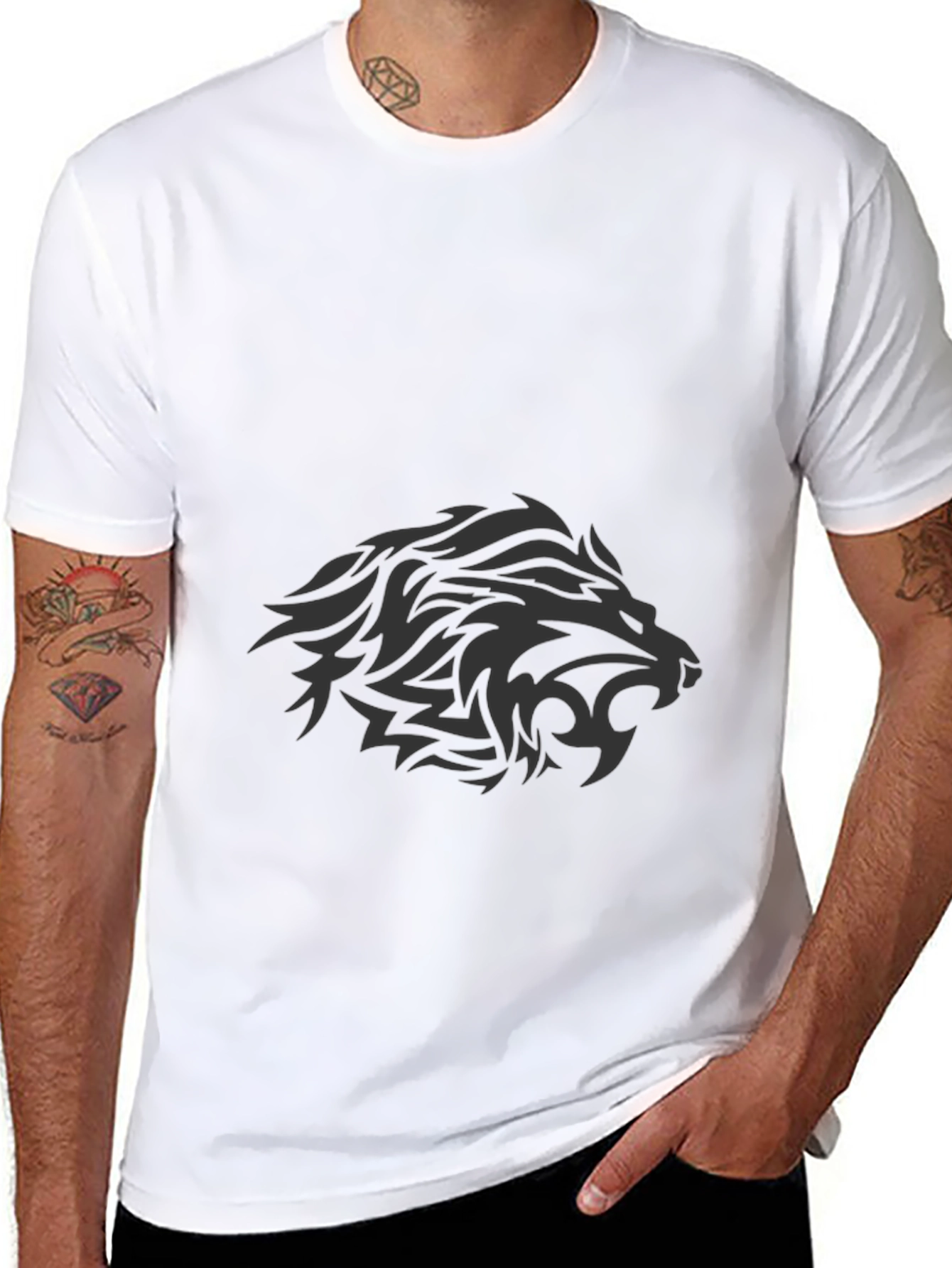 Mens Black Lion Graphic Tee - Stylish Casual Wear