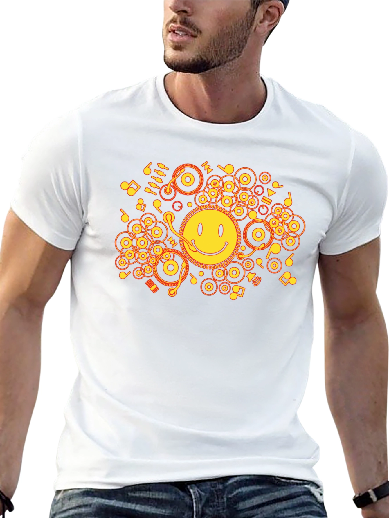 Smiley Face Music T-Shirt - Black