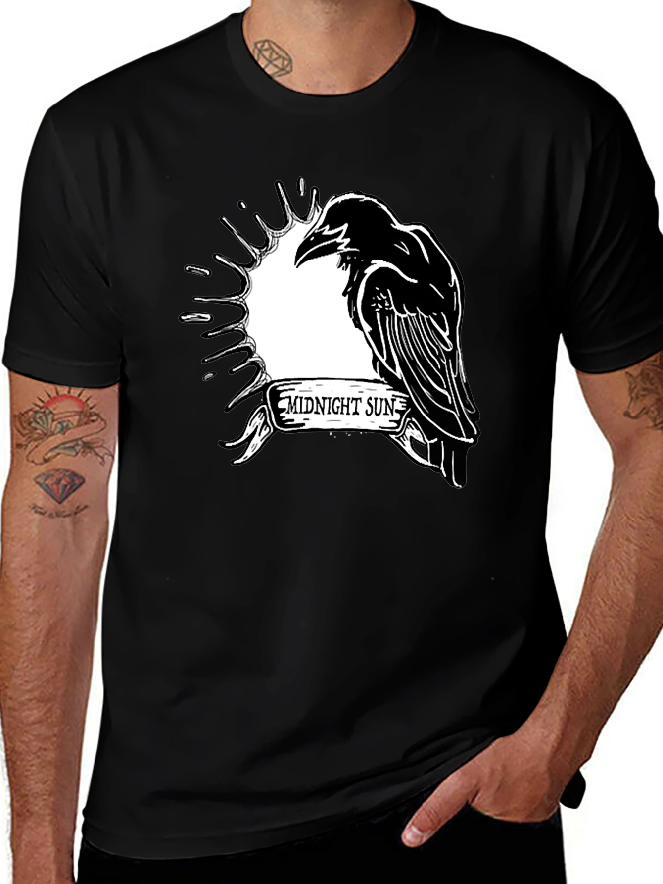 Midnight Sun Raven Graphic T-Shirt