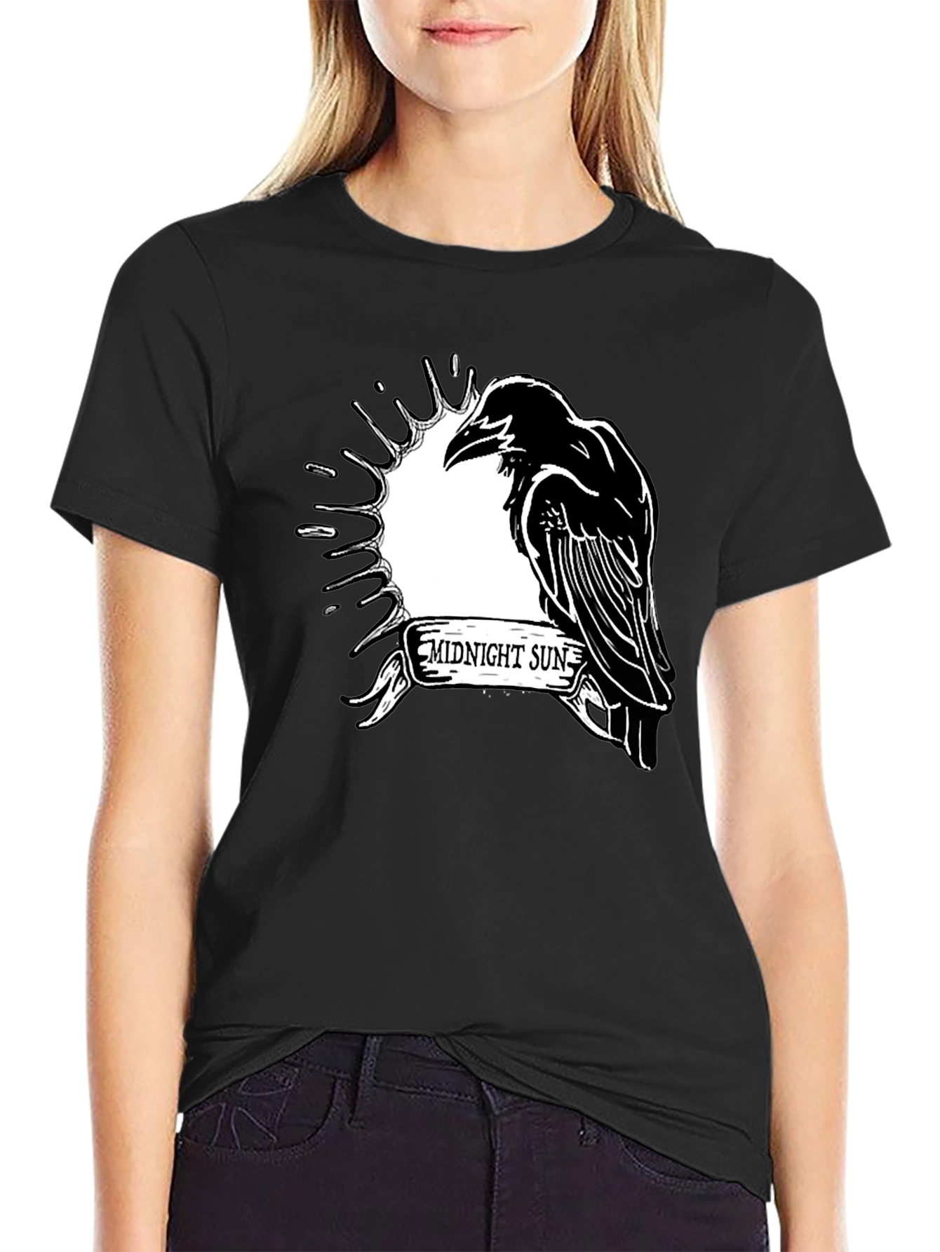 Midnight Sun Raven Graphic T-Shirt
