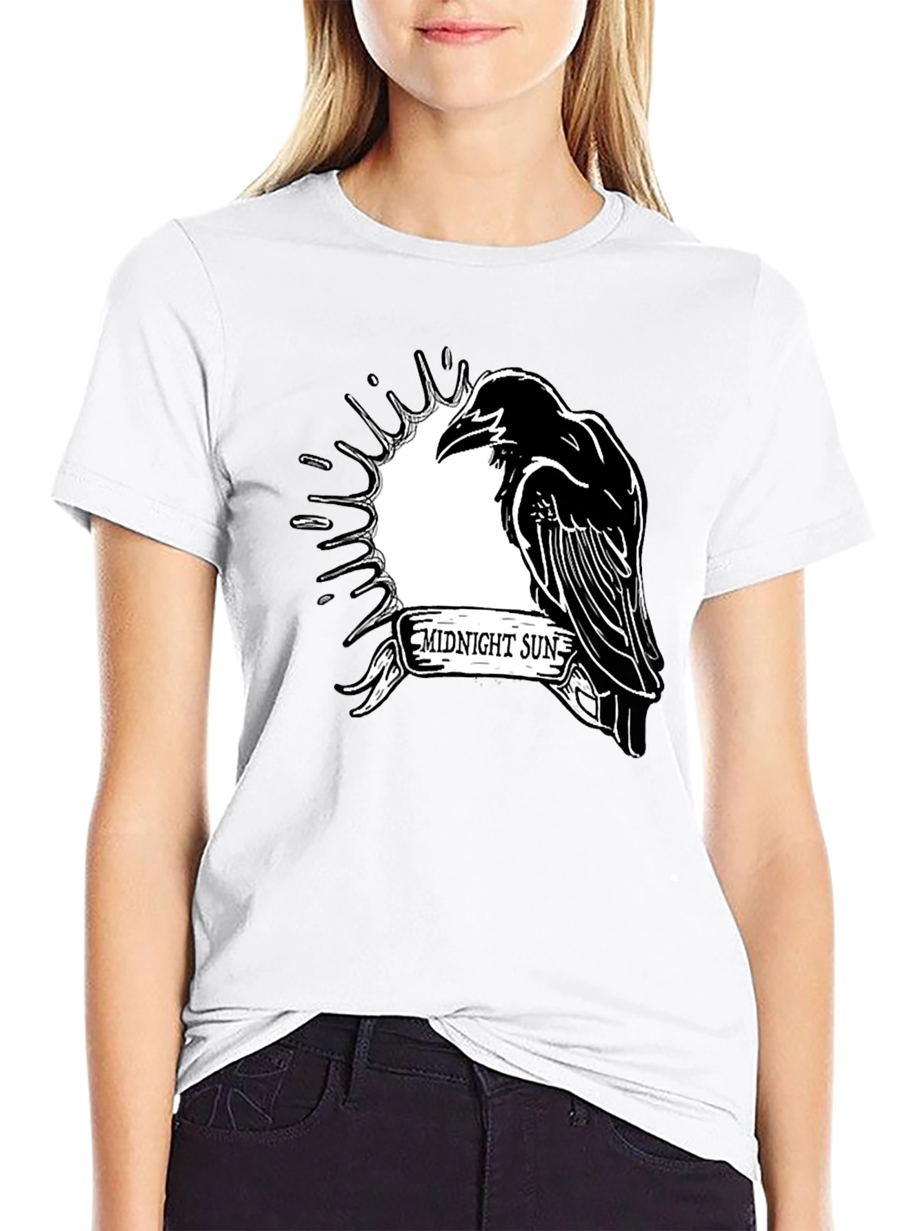 Midnight Sun Raven Graphic T-Shirt