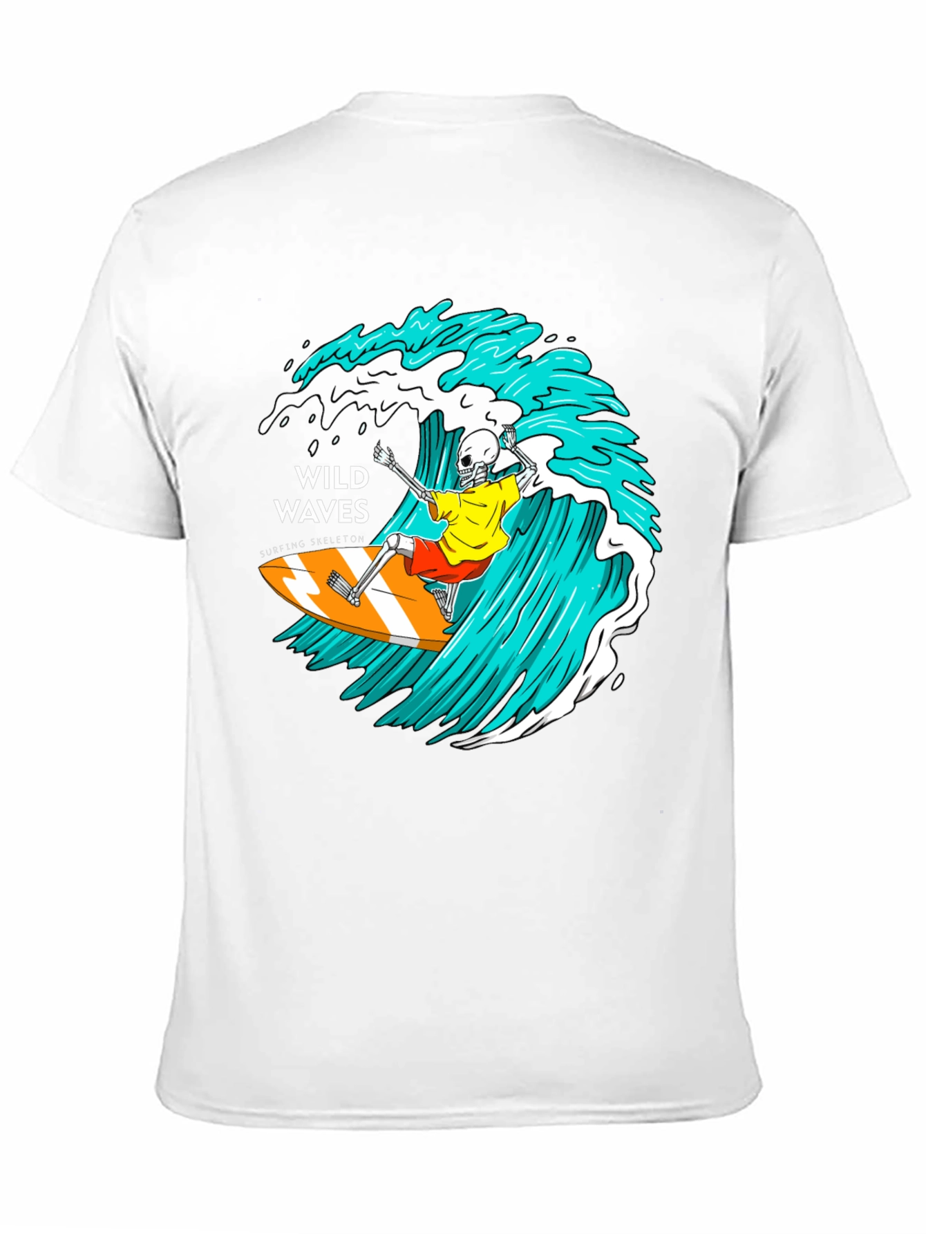 Wild Waves Surfing Skeleton Graphic T-Shirt
