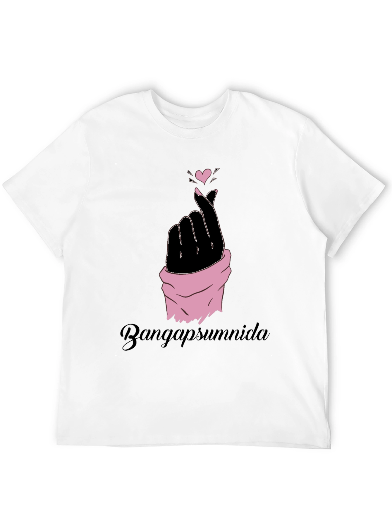 Finger Heart Gesture Graphic Tee - Black