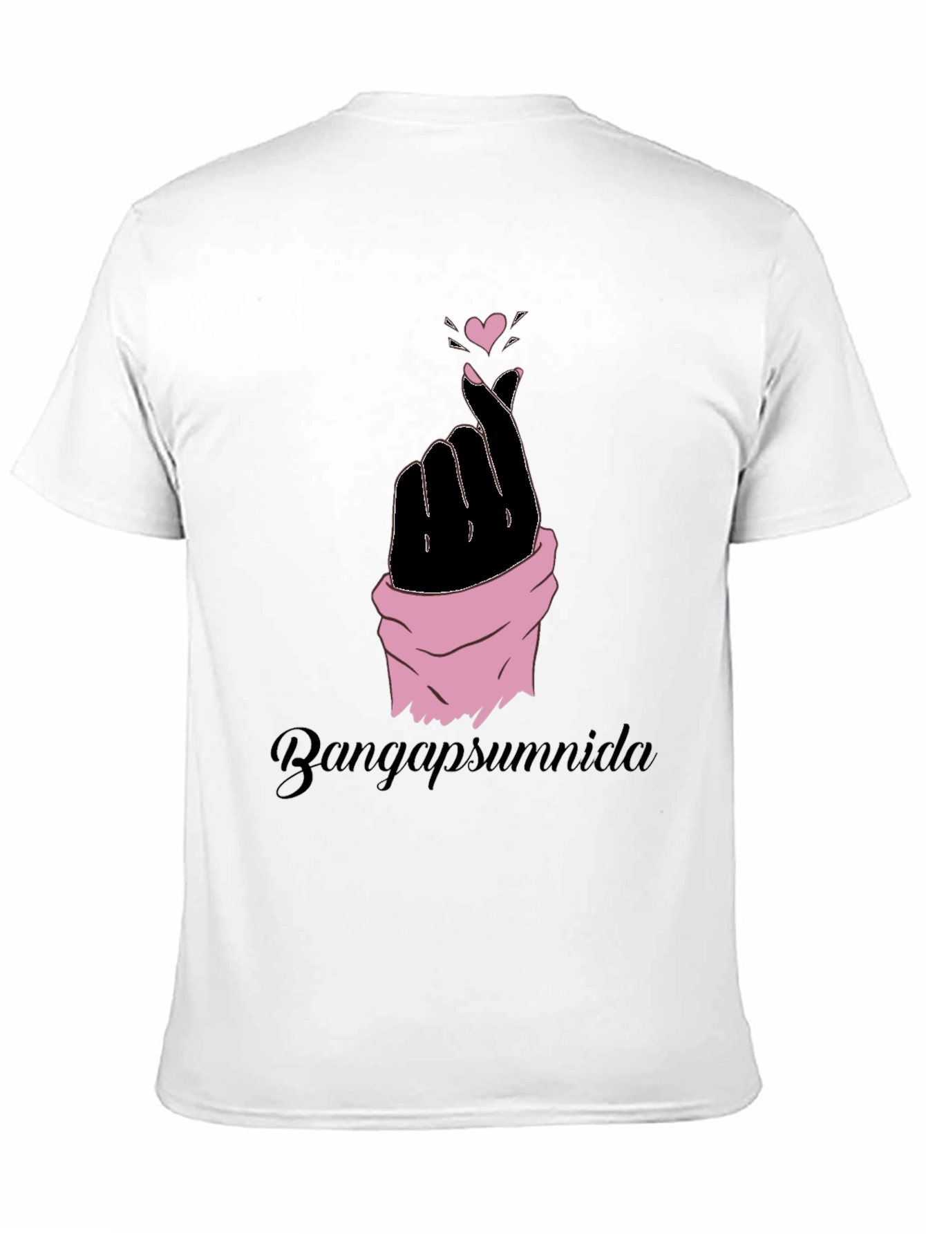 Finger Heart Gesture Graphic Tee - Black