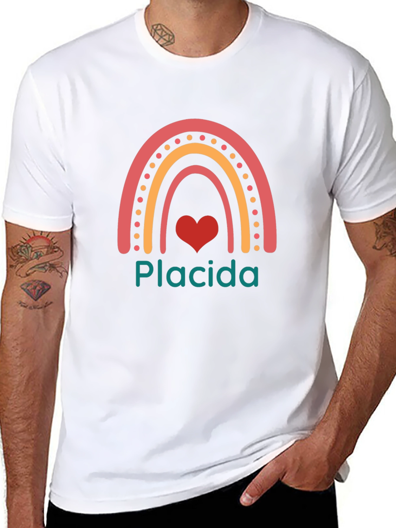 Placida Rainbow Heart Graphic Tee - Black