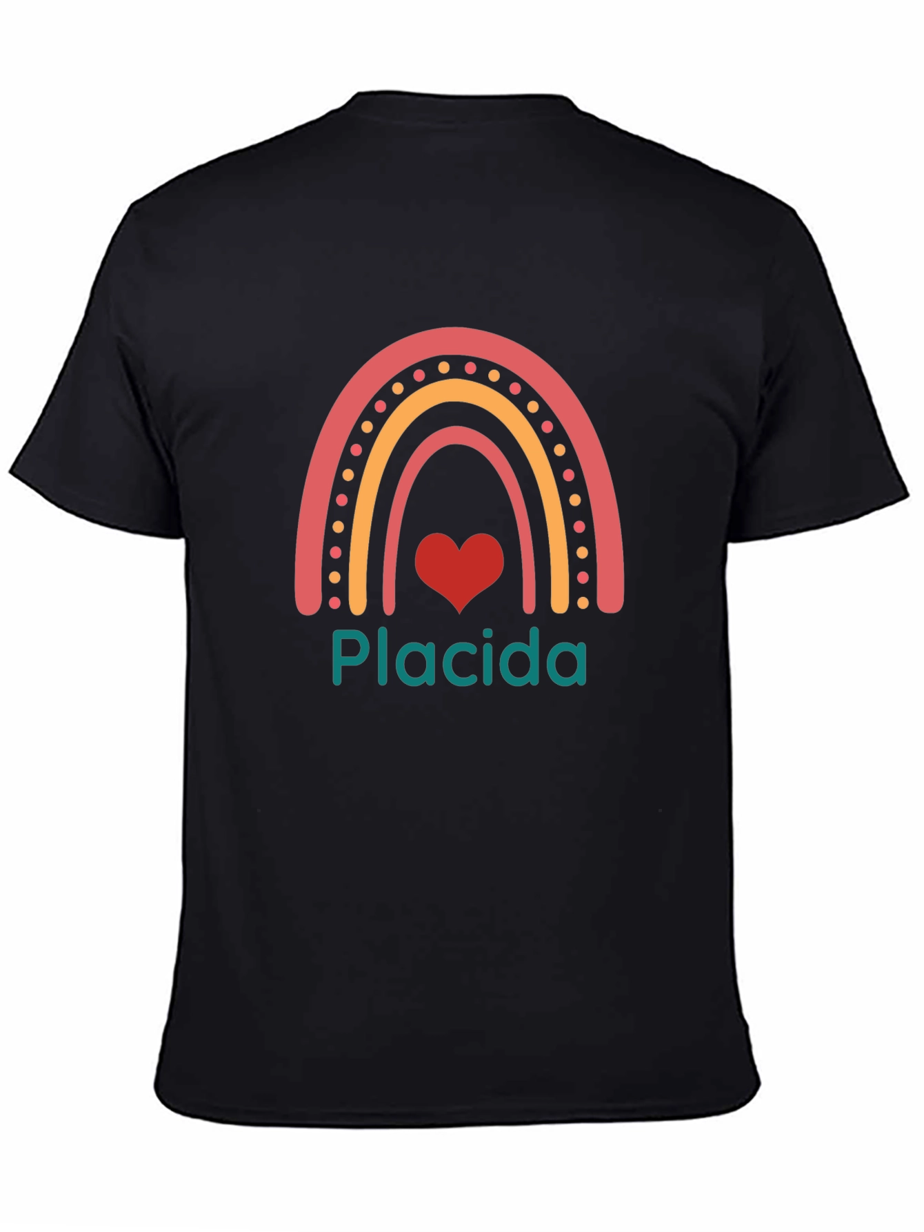 Placida Rainbow Heart Graphic Tee - Black