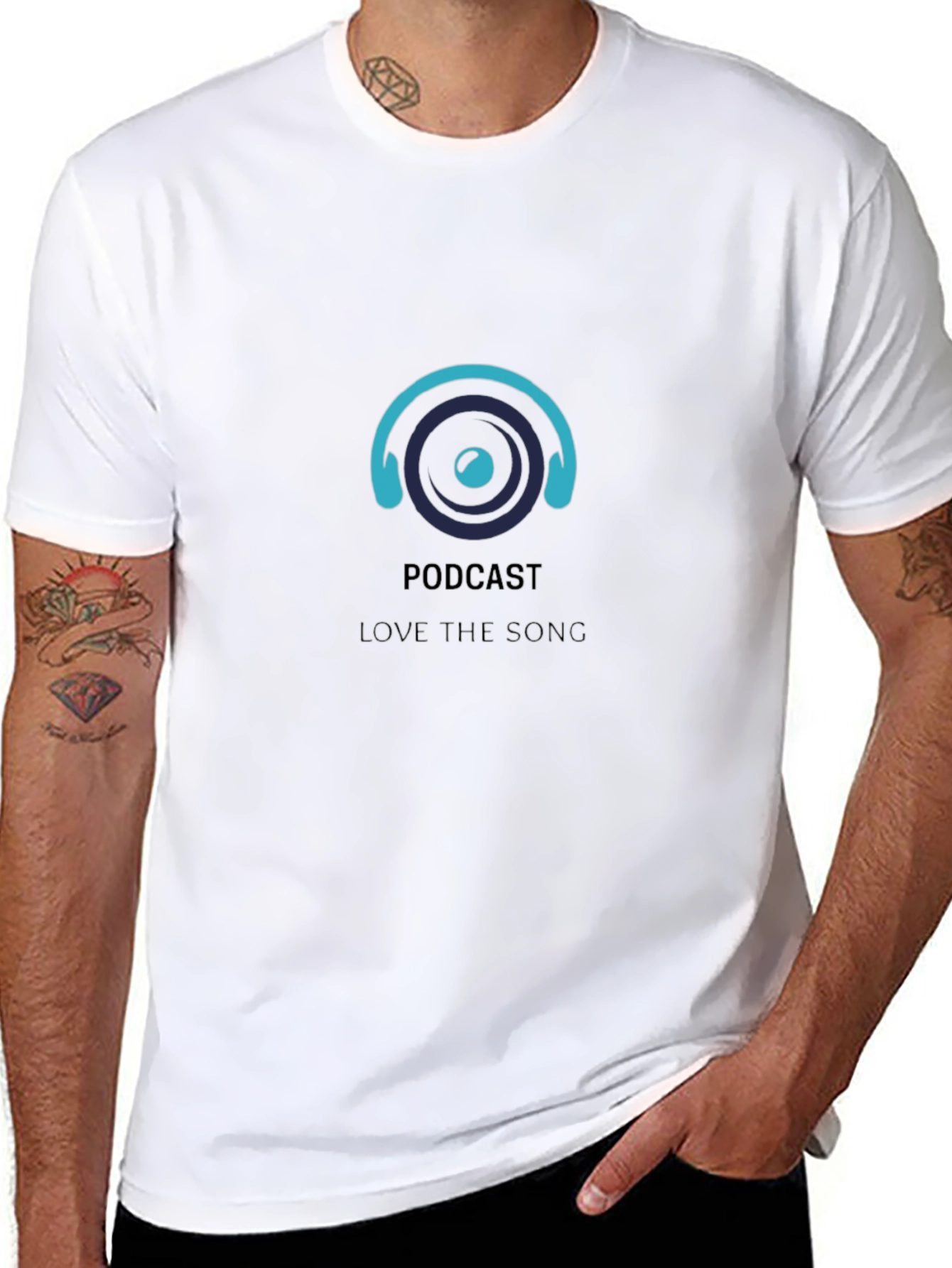 Podcast Headphones Graphic Tee - Stylish Black T-Shirt