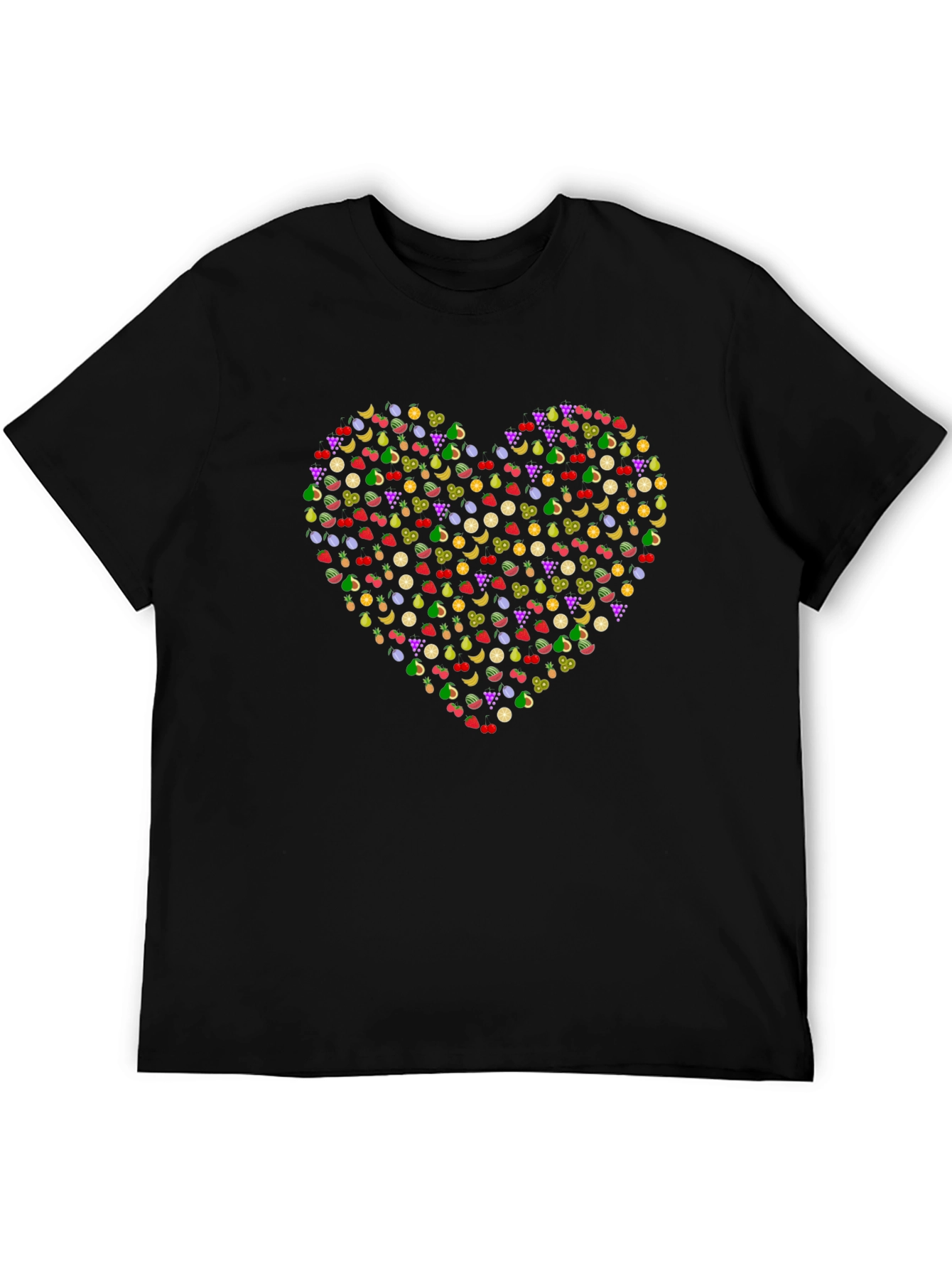 Fruit Heart Graphic Tee - Black Unisex T-Shirt