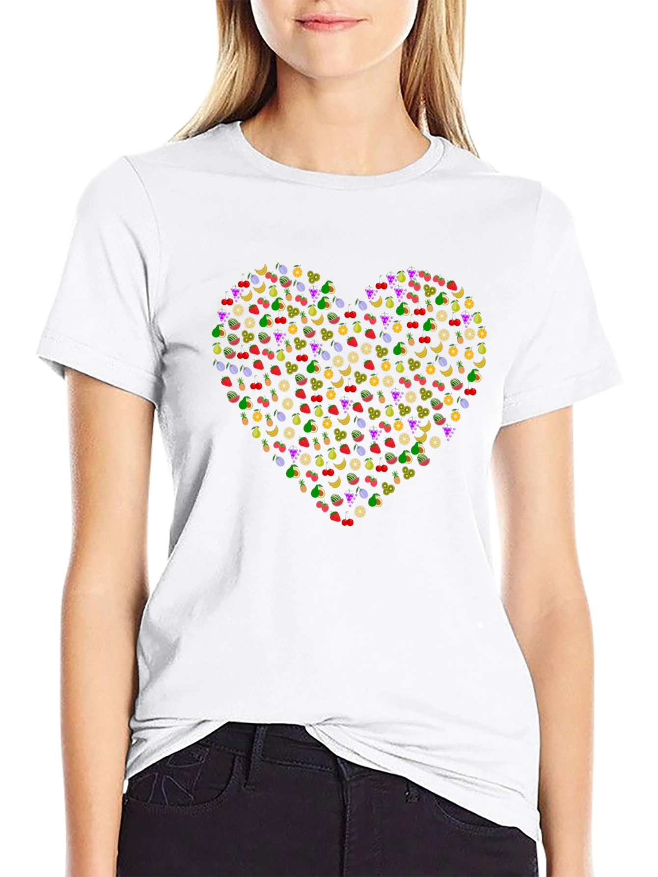 Fruit Heart Graphic Tee - Black Unisex T-Shirt
