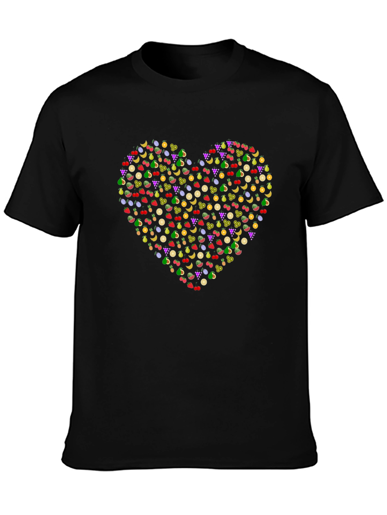 Fruit Heart Graphic Tee - Black Unisex T-Shirt