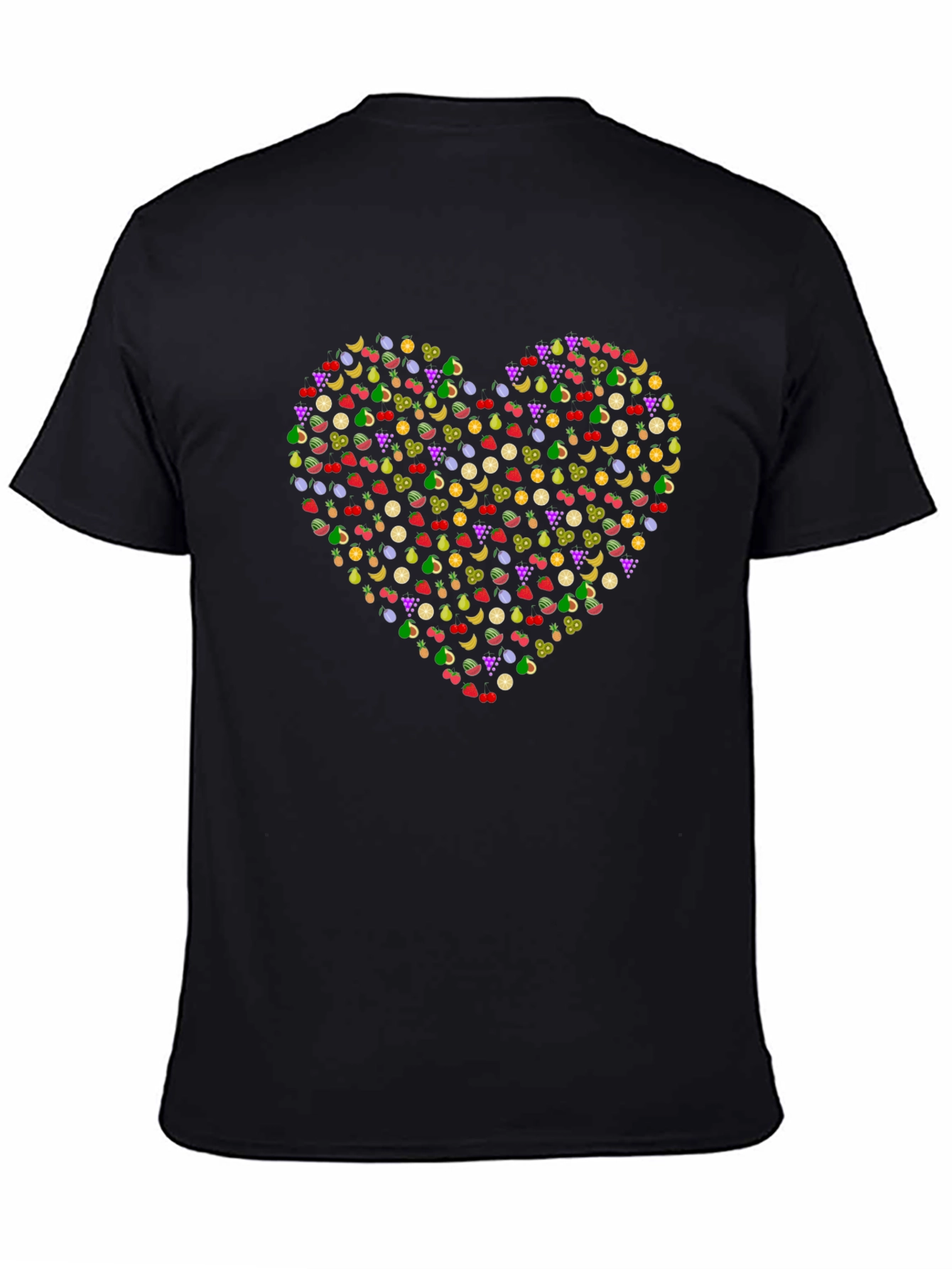 Fruit Heart Graphic Tee - Black Unisex T-Shirt