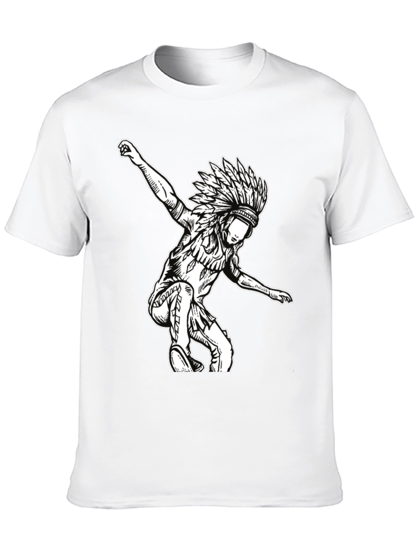 Black T-Shirt with Native American Headdress Design