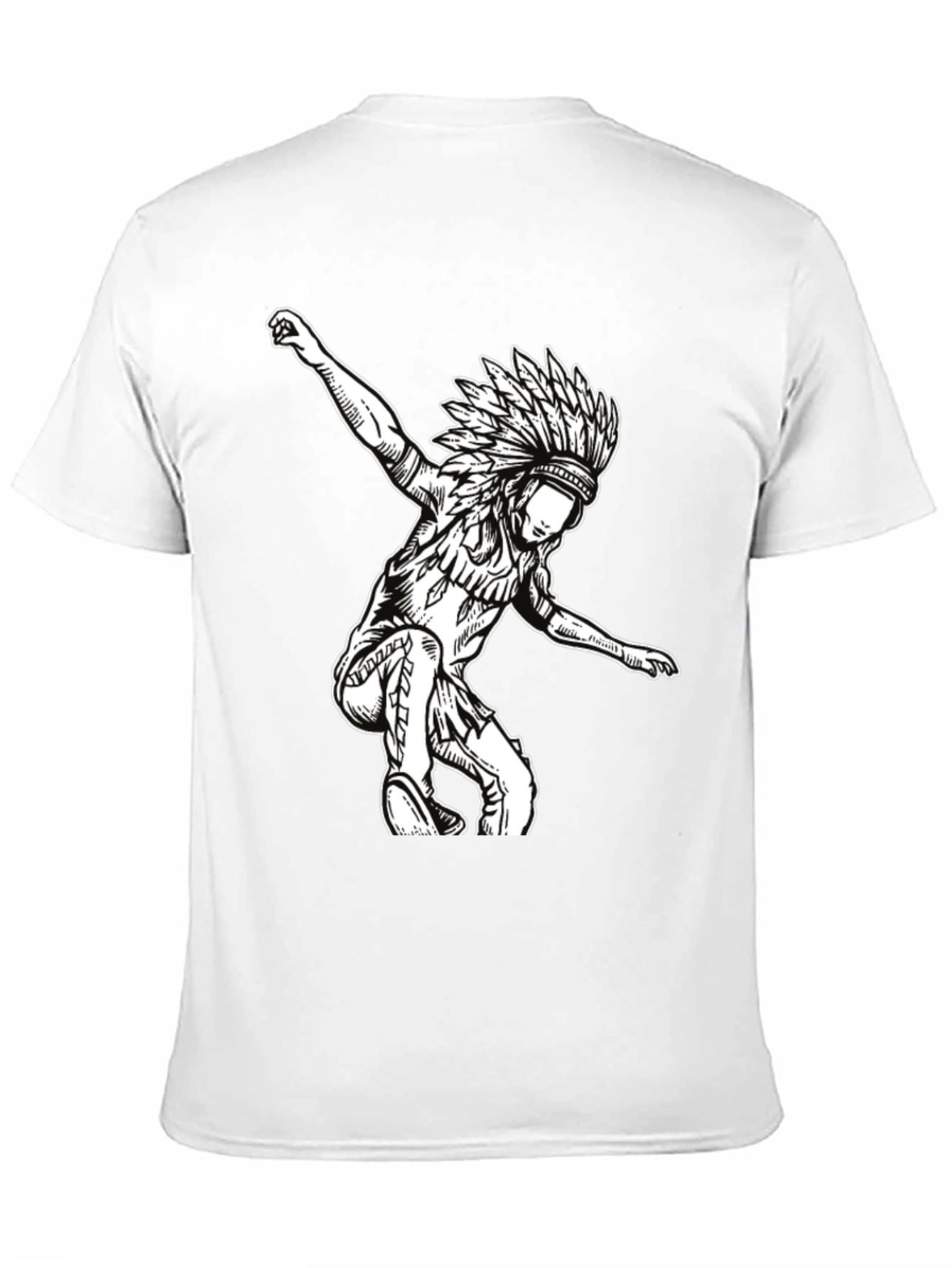 Black T-Shirt with Native American Headdress Design