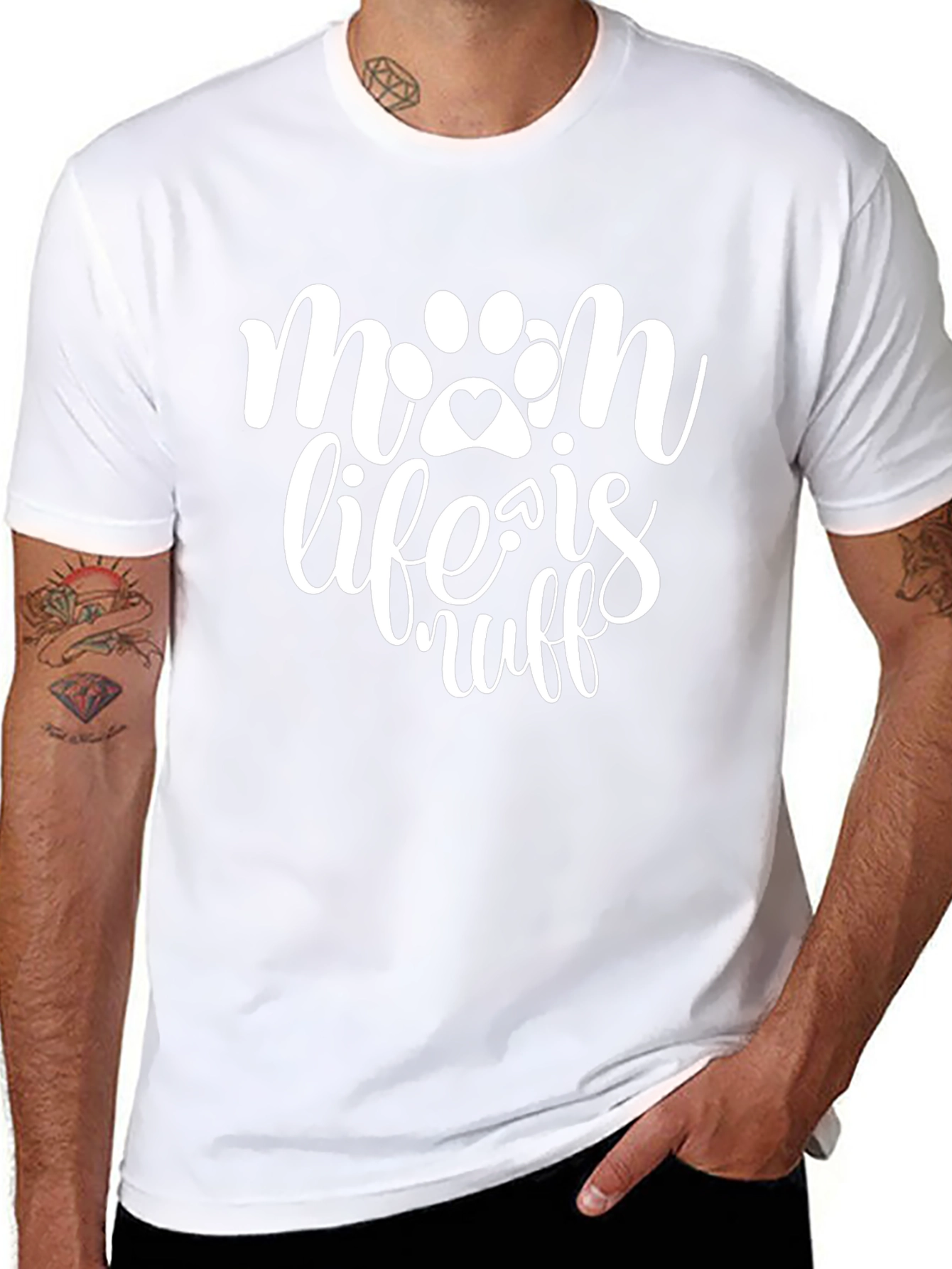 Paw Print Mom Life is Ruff Black T-Shirt