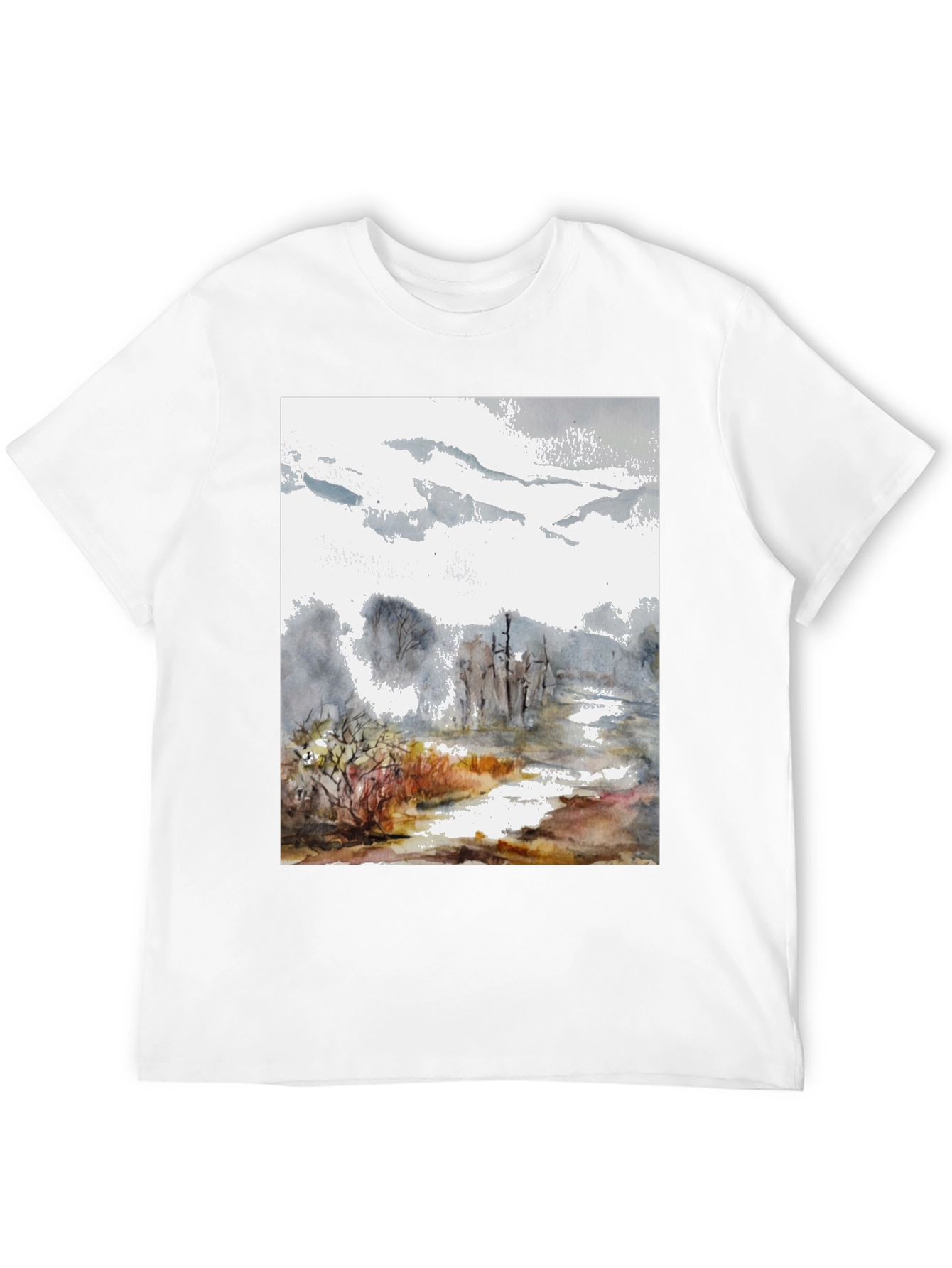 Abstract Landscape Print Tee - Black