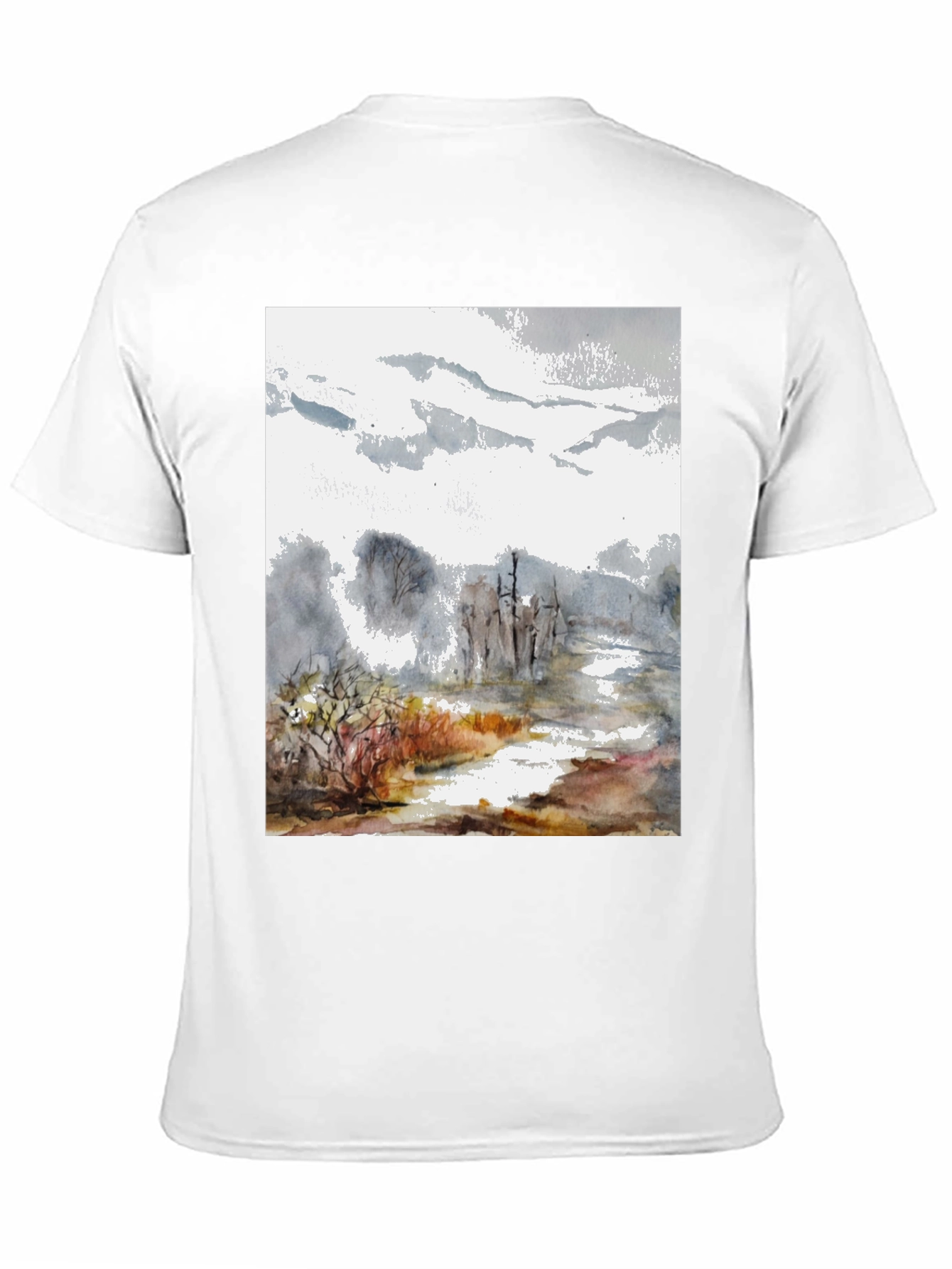 Abstract Landscape Print Tee - Black